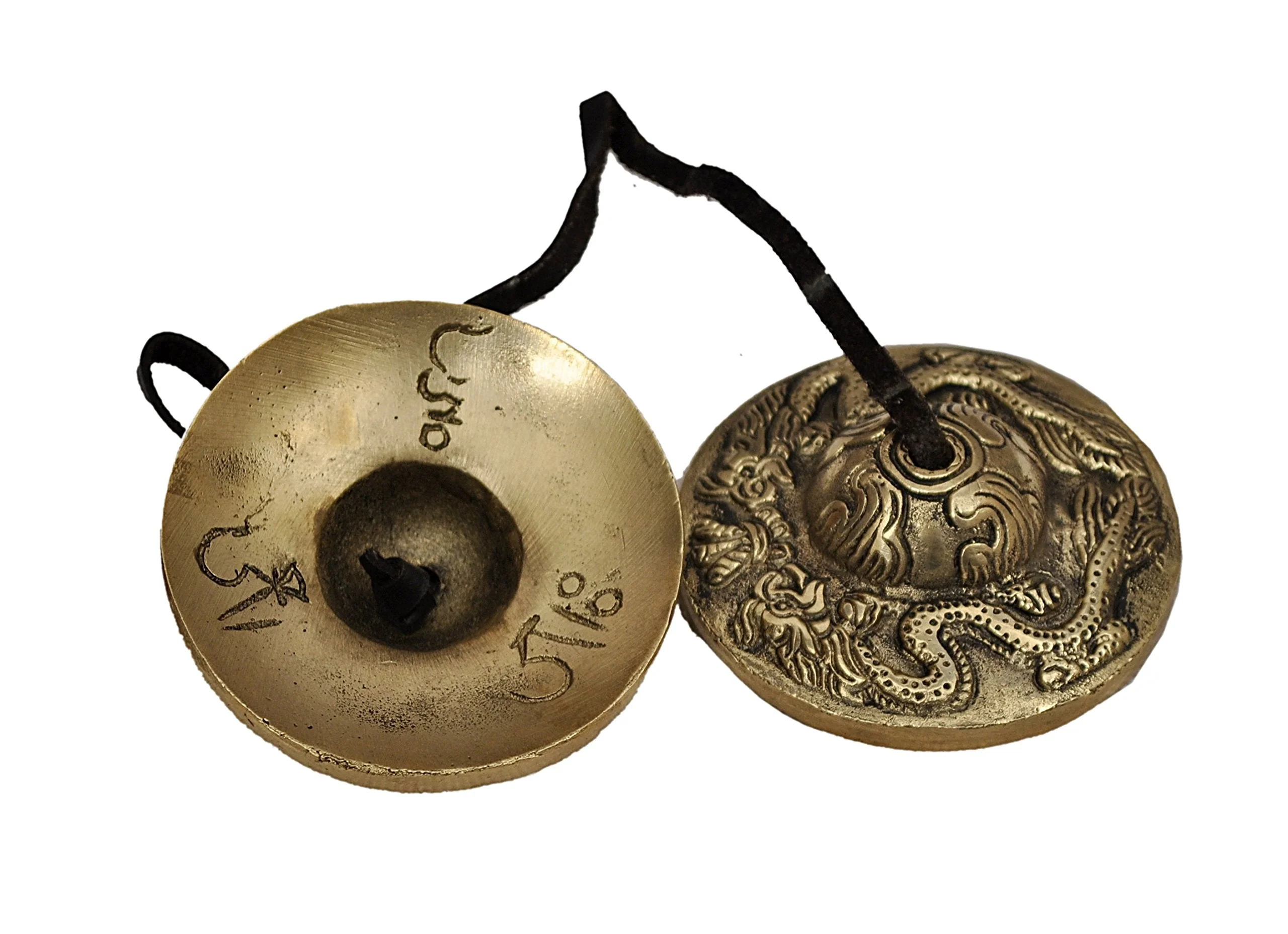 Tibetan Yoga Meditation Cymbals Bell - Dragon Embossed - Image 3