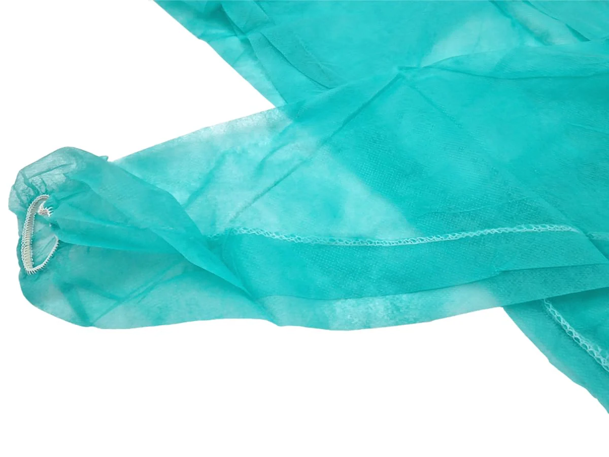 TIGA-MED MRSA Non-Woven Gown 10 Pieces Approx. 120 x 140 cm (One Size) Approx. 30 g/m² Green MRSA Disposable Gown Protective Gown Visitor Coat - Image 2