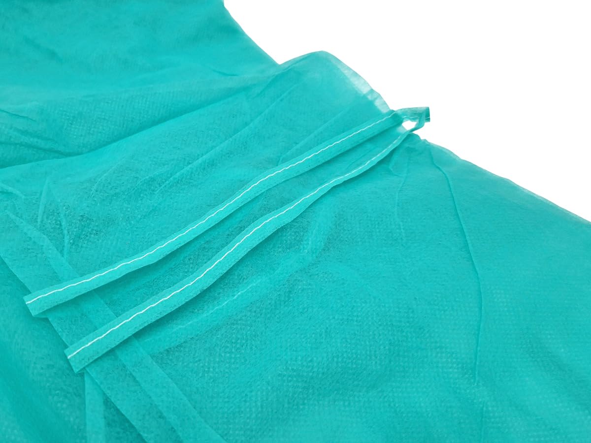 TIGA-MED MRSA Non-Woven Gown 10 Pieces Approx. 120 x 140 cm (One Size) Approx. 30 g/m² Green MRSA Disposable Gown Protective Gown Visitor Coat - Image 5
