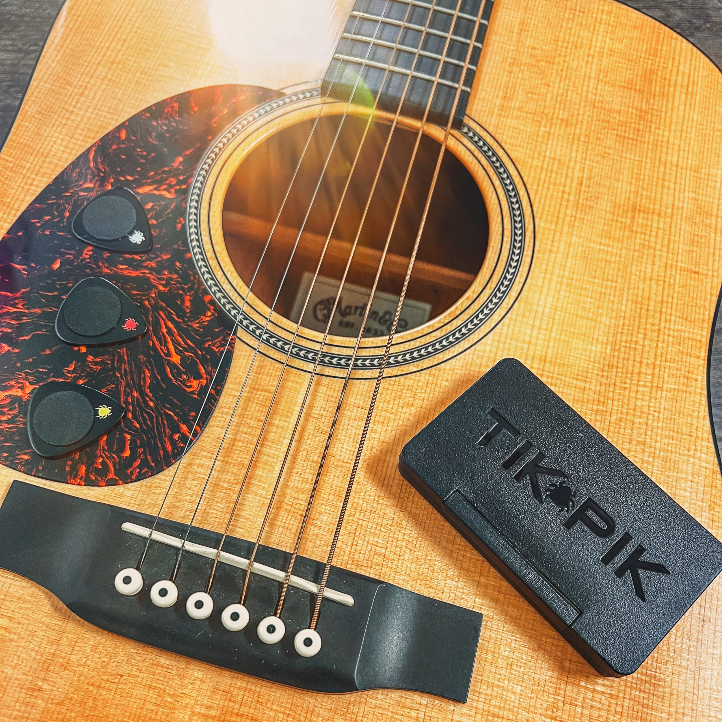 TIK PIK 6-Pack Guitar Picks for Acoustic & Bass Guitars | As Seen On Shark Tank | Black Heavy Gauge 0.96mm Black 6-Pack - Image 9