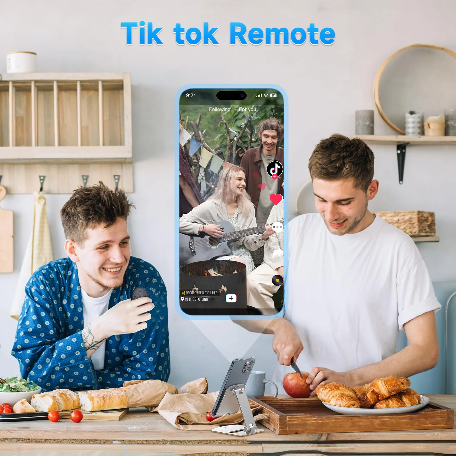 TIK Tok Bluetooth Remote Control, Page Turner for Kindle App ebooks, Camera Remote Shutter Button, Wireless Short Videos Scrolling Ring Rechargeable, for Smartphones and Tablets(Black) - Image 3