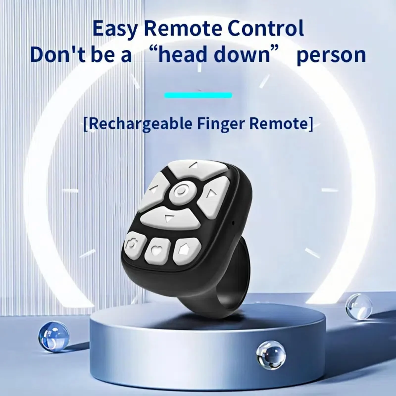 TikTok Scrolling Ring,fingertip Wireless Bluetooth Remote Control,Wireless Bluetooth Remote Control, Video Scrolling Ring Remote Control Bluetooth Ring Scroller, Scrolling Rings Rechargeable (Black) Black - Image 2