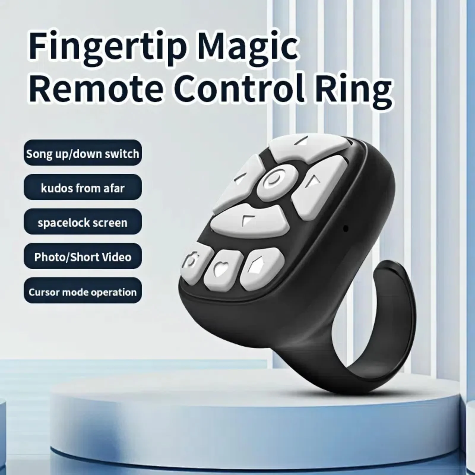 TikTok Scrolling Ring,fingertip Wireless Bluetooth Remote Control,Wireless Bluetooth Remote Control, Video Scrolling Ring Remote Control Bluetooth Ring Scroller, Scrolling Rings Rechargeable (Black) Black - Image 3