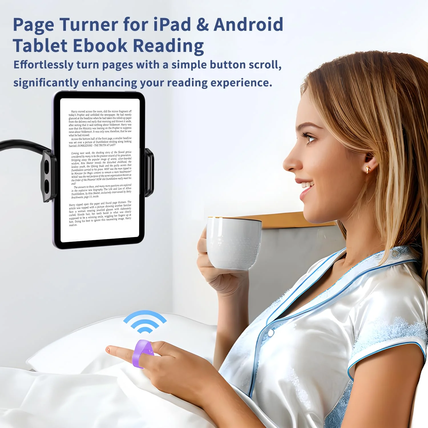 Tiktok Scrolling Ring, Page Turner for iPad & Android Tablet Ebook Reading, Bluetooth Connected, Remote Control for iPhone Series, iPad, Android Phone, and More Purple - Image 3