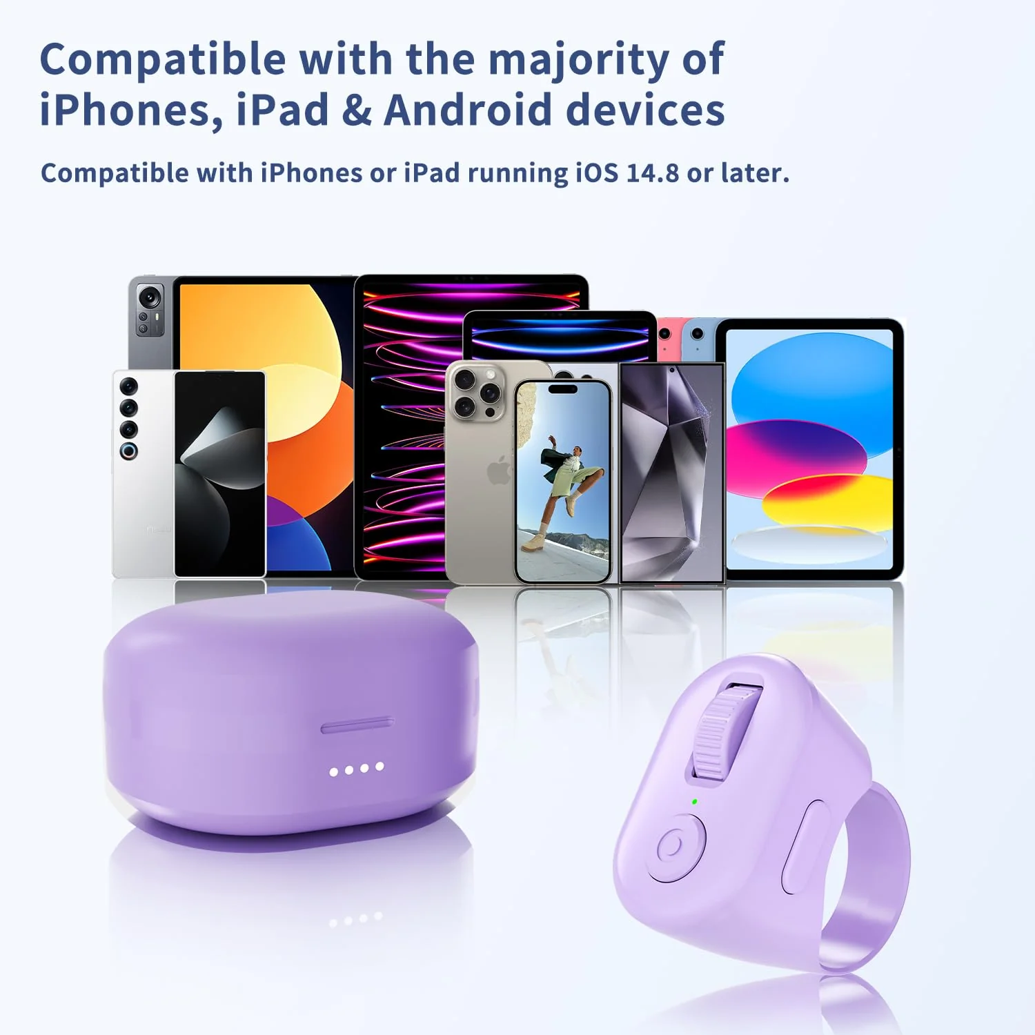 Tiktok Scrolling Ring, Page Turner for iPad & Android Tablet Ebook Reading, Bluetooth Connected, Remote Control for iPhone Series, iPad, Android Phone, and More Purple - Image 6