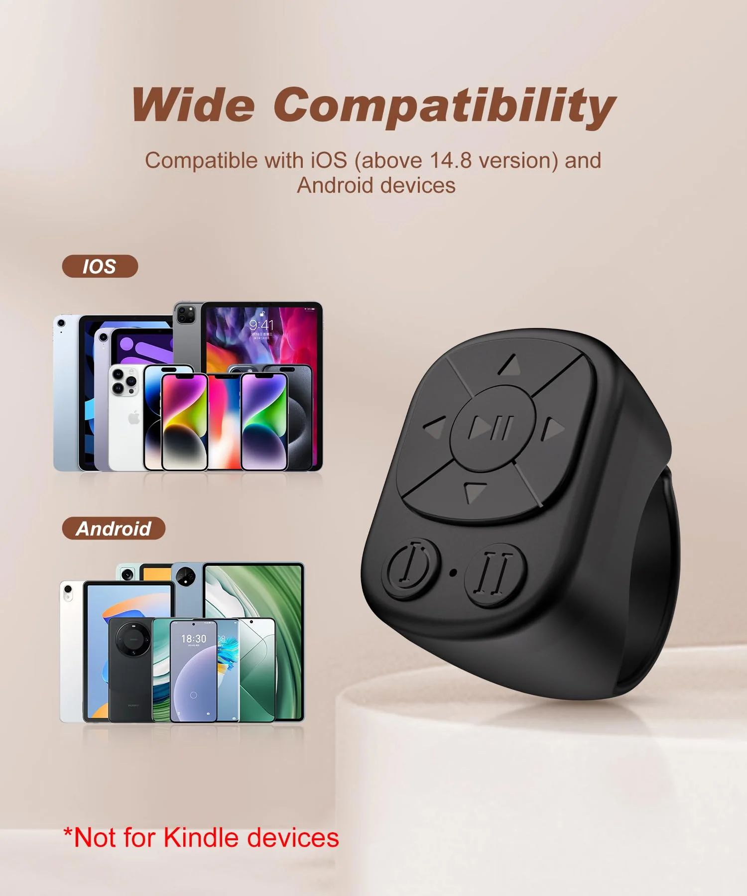 TikTok Scrolling Ring - Remote Control for TikTok, Bluetooth Page Turner Ring Scroller for iPhone iPad, Camera Shutter Short Video and Music Remote Controller, iOS Android Phone Compatible Black - Image 6