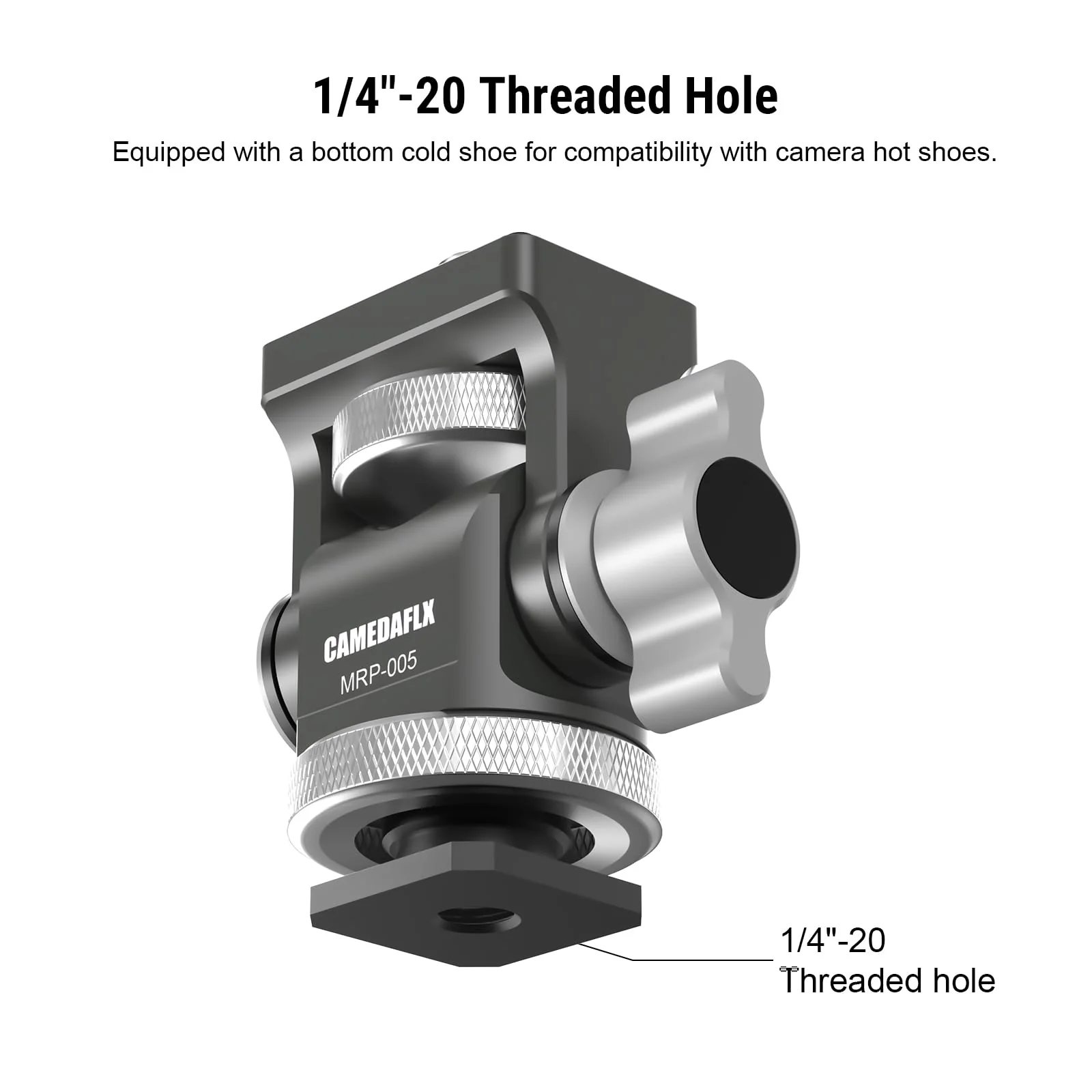 Tilt Adjustable Camera Monitor Mount,Swivel Field Monitor Holder with Cold Shoe Mount 1/4"-20 Screw for 5” and 7”Monitor(Grey). Grey - Image 5