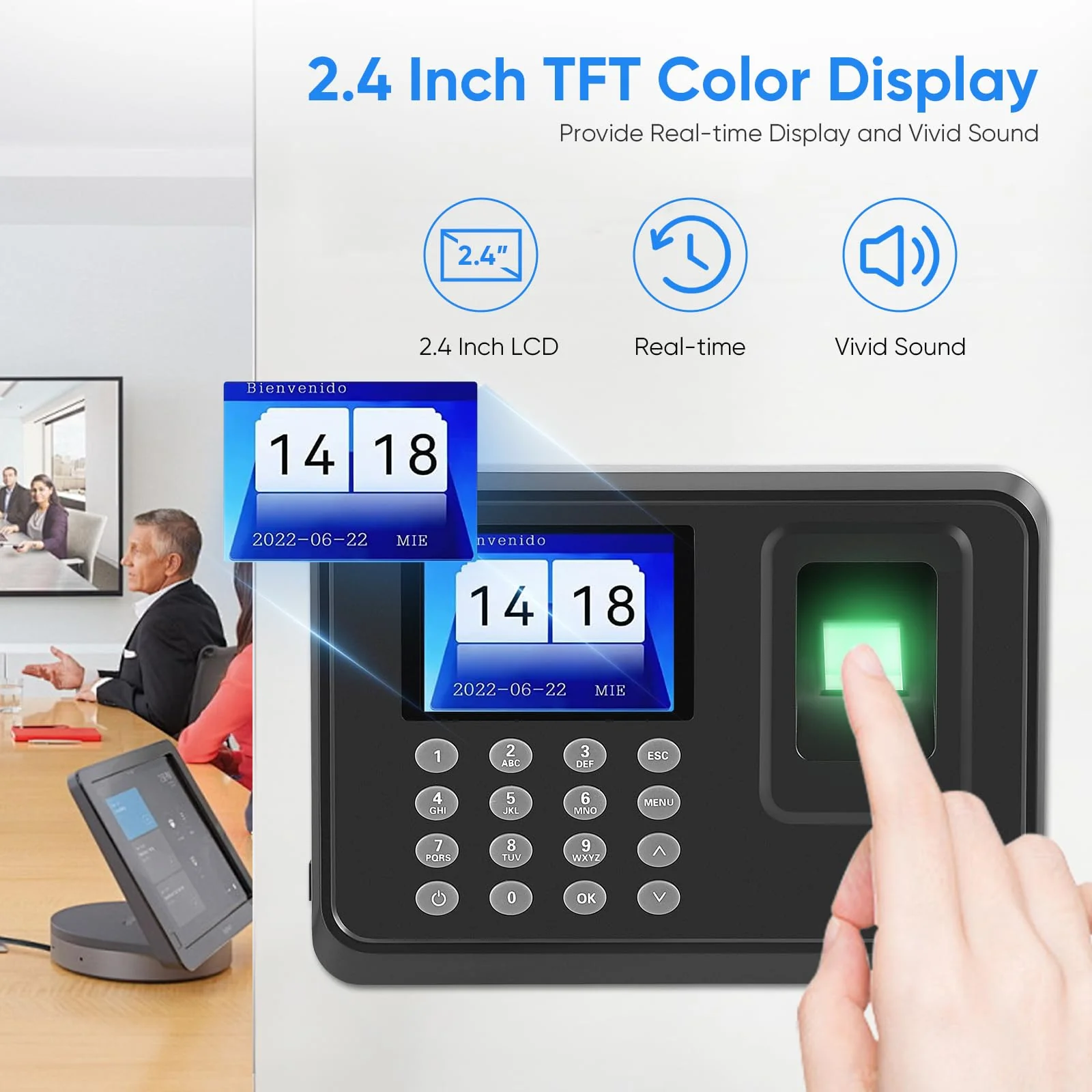 Time recording for small businesses, no network required, working time recording with auto calculation function, stamp clock, time recording with fingerprint - Image 3