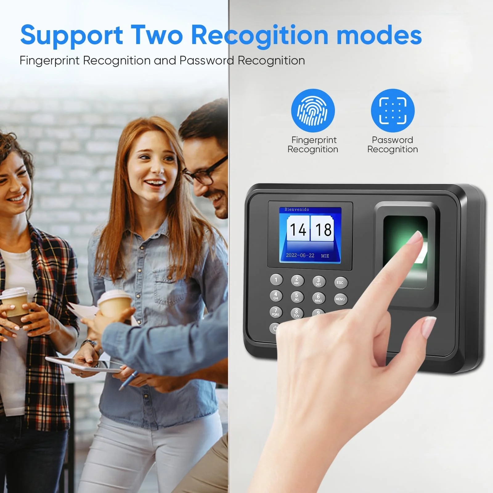 Time recording for small businesses, no network required, working time recording with auto calculation function, stamp clock, time recording with fingerprint - Image 4