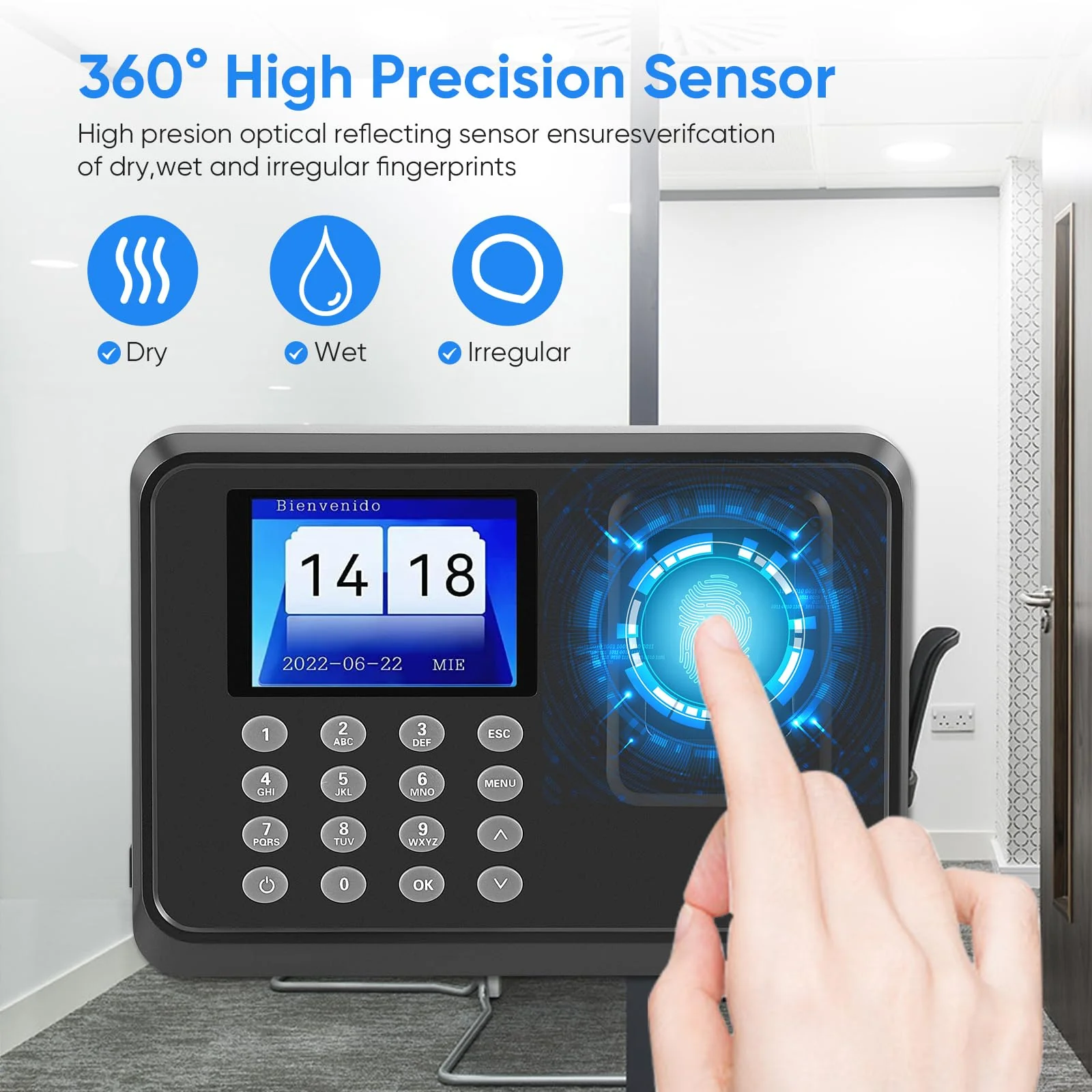 Time recording for small businesses, no network required, working time recording with auto calculation function, stamp clock, time recording with fingerprint - Image 5