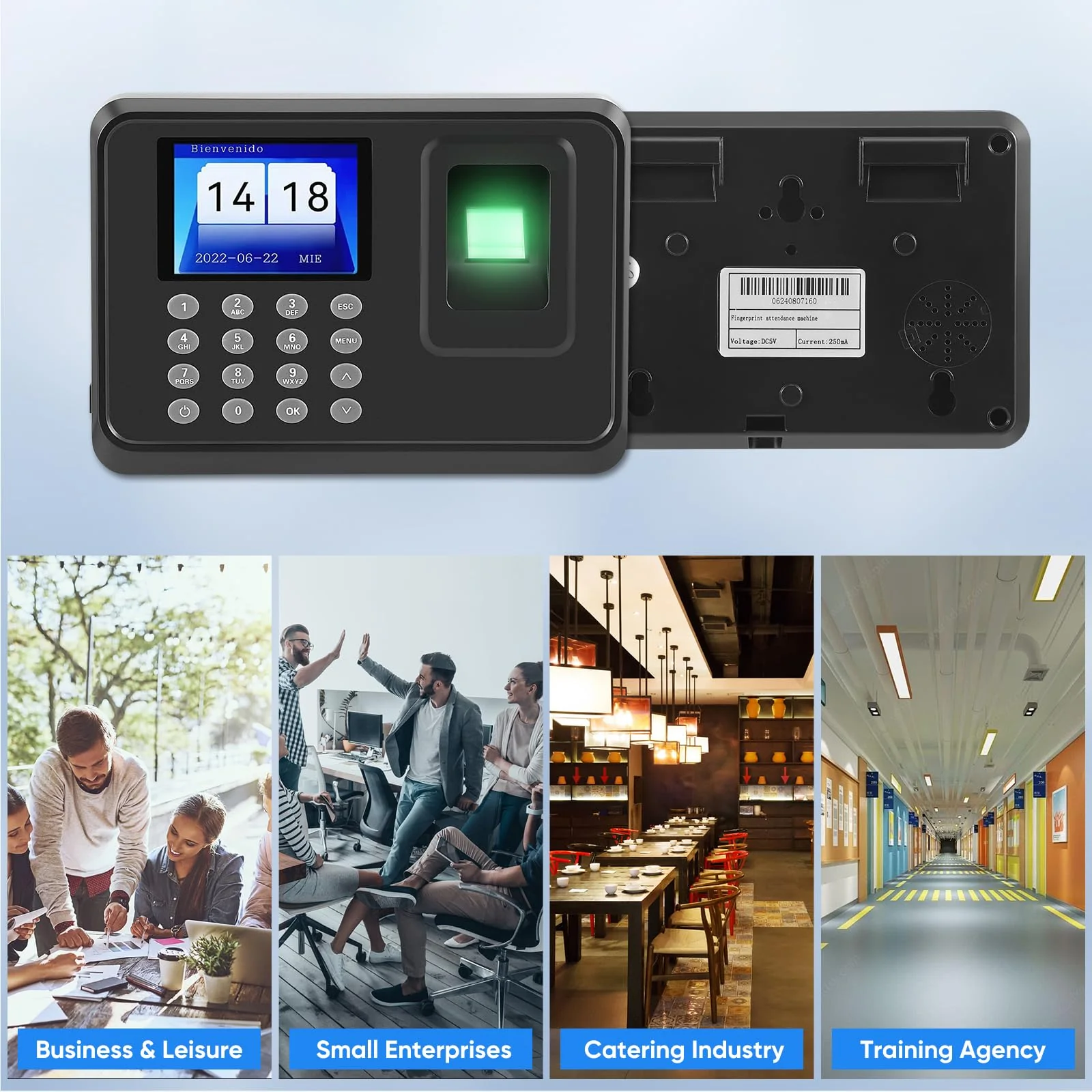 Time recording for small businesses, no network required, working time recording with auto calculation function, stamp clock, time recording with fingerprint - Image 6