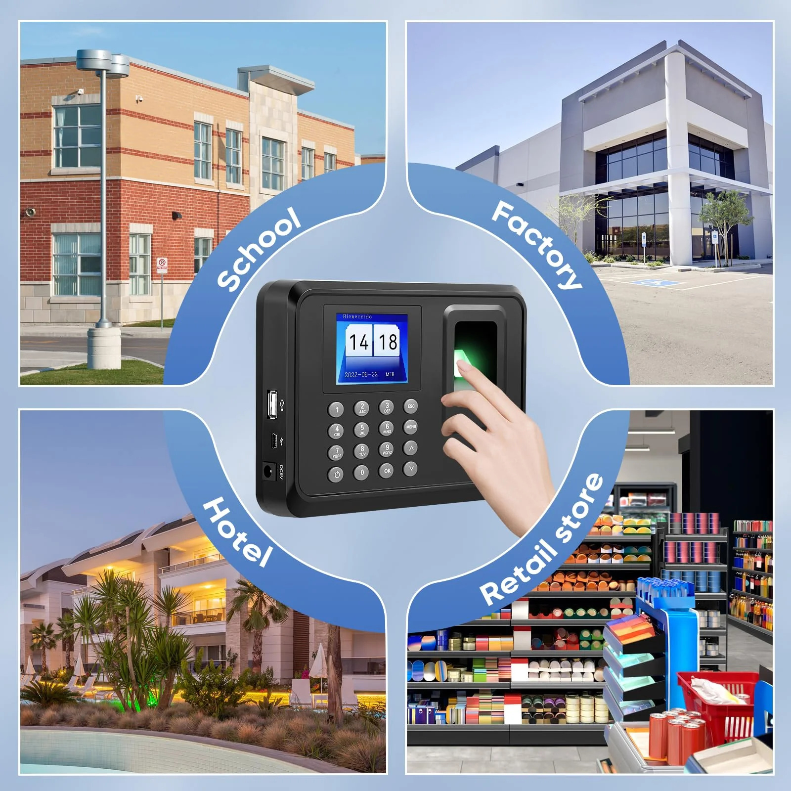 Time recording for small businesses, no network required, working time recording with auto calculation function, stamp clock, time recording with fingerprint - Image 7