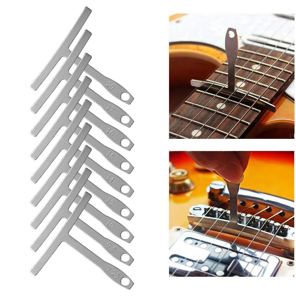 TIMESETL 17 Pcs Guitar Luthier Tools Including 4 Guitar Notched Radius Gauges, 9 Understring Radius Gauge Luthier Tools, 32 Blades Feeler Gauge, String Action Gauge Ruler and 2 Fingerboard Guards - Image 3