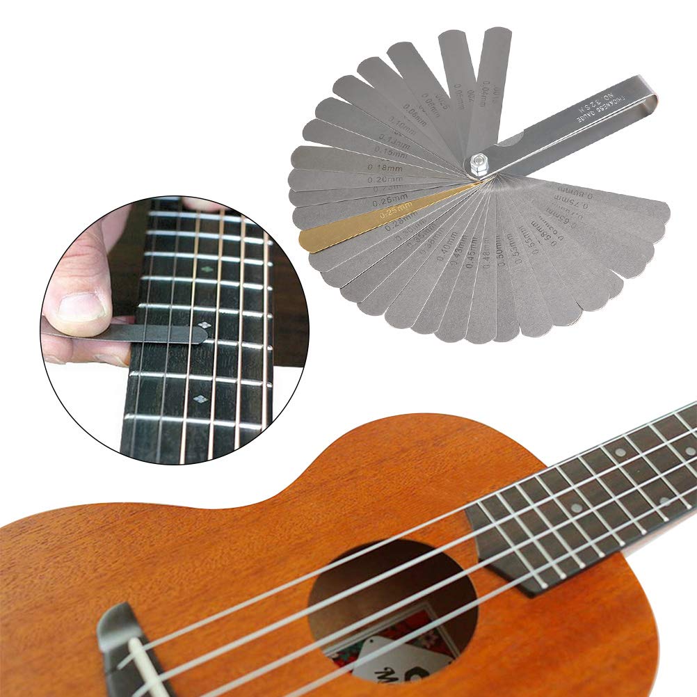 TIMESETL 17 Pcs Guitar Luthier Tools Including 4 Guitar Notched Radius Gauges, 9 Understring Radius Gauge Luthier Tools, 32 Blades Feeler Gauge, String Action Gauge Ruler and 2 Fingerboard Guards - Image 4