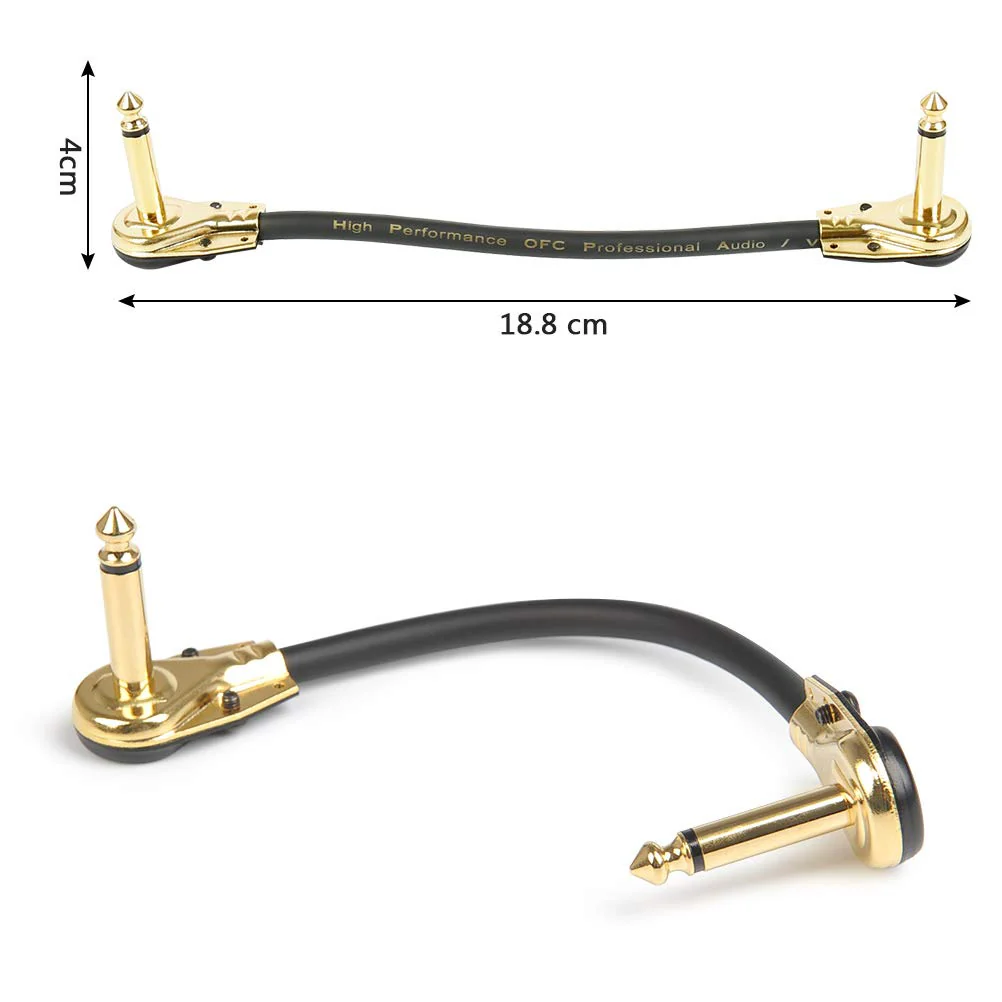 TIMESETL 6 Pack 6 Inch Guitar Patch Cable Ultra Quiet Instrument Effect Pedal Patch Cords 1/4 inch Right Angle Low Profile Pancake Design - Image 2