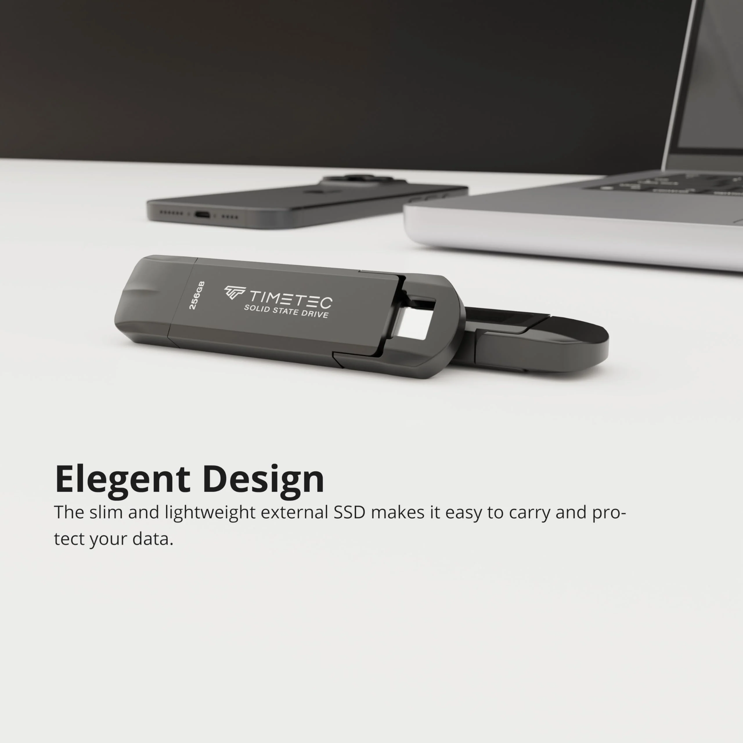 Timetec 256GB Pro Portable USB 3.2 Gen 2 Type-C/Type-A SSD Read Speed 1000MB/s Solid State Drive Stick - Image 4