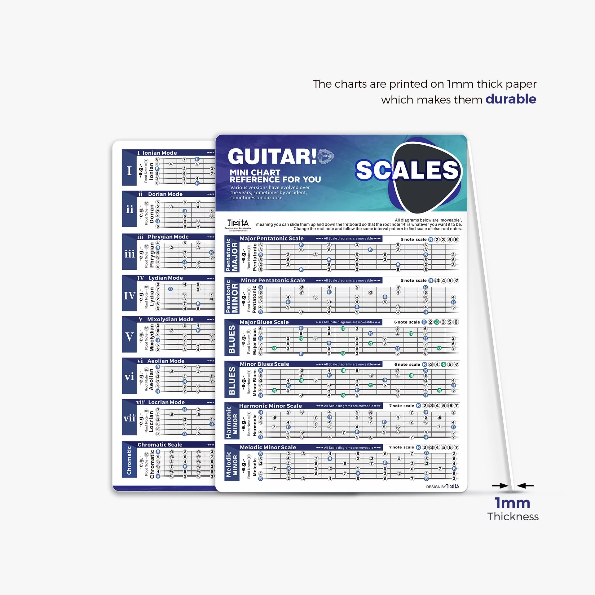 TiMitA Guitar Chord Chart of Essential Chords | Scales | Triads | Circle of Fifths, 8'' x 11'' Visual Chords Reference Guide Charts for Beginners, Guitar Theory Cheatsheets of Acoustic Electric Guitar 8x11 inch - Image 3