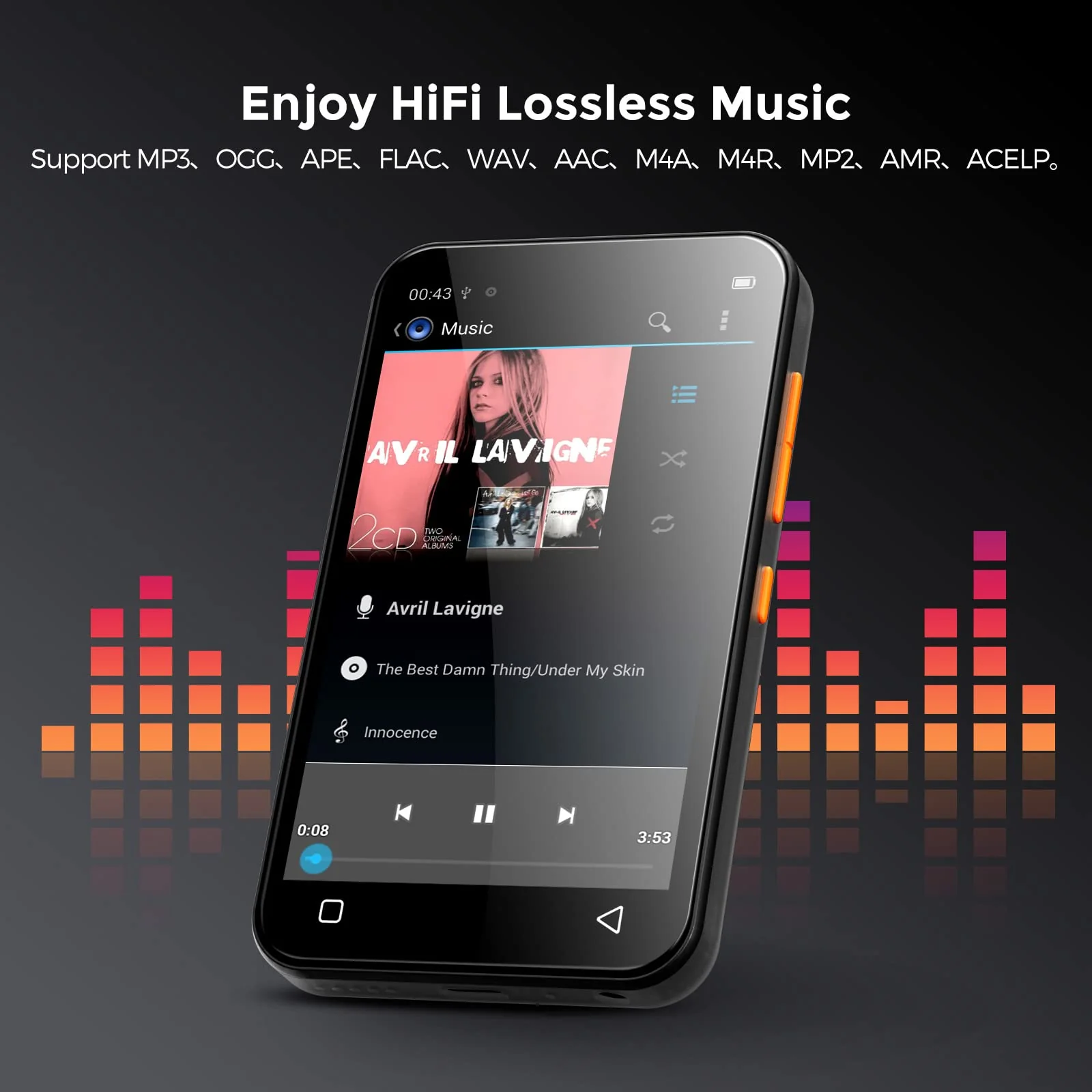 TIMMKOO MP3 Player with Bluetooth, 4.0" Full Touchscreen Mp4 Mp3 Player with Speaker, Portable HiFi Sound Mp3 Music Player with Bluetooth, Voice Recorder, E-Book, Supports up to 512GB TF Card (Black) Black - Image 4