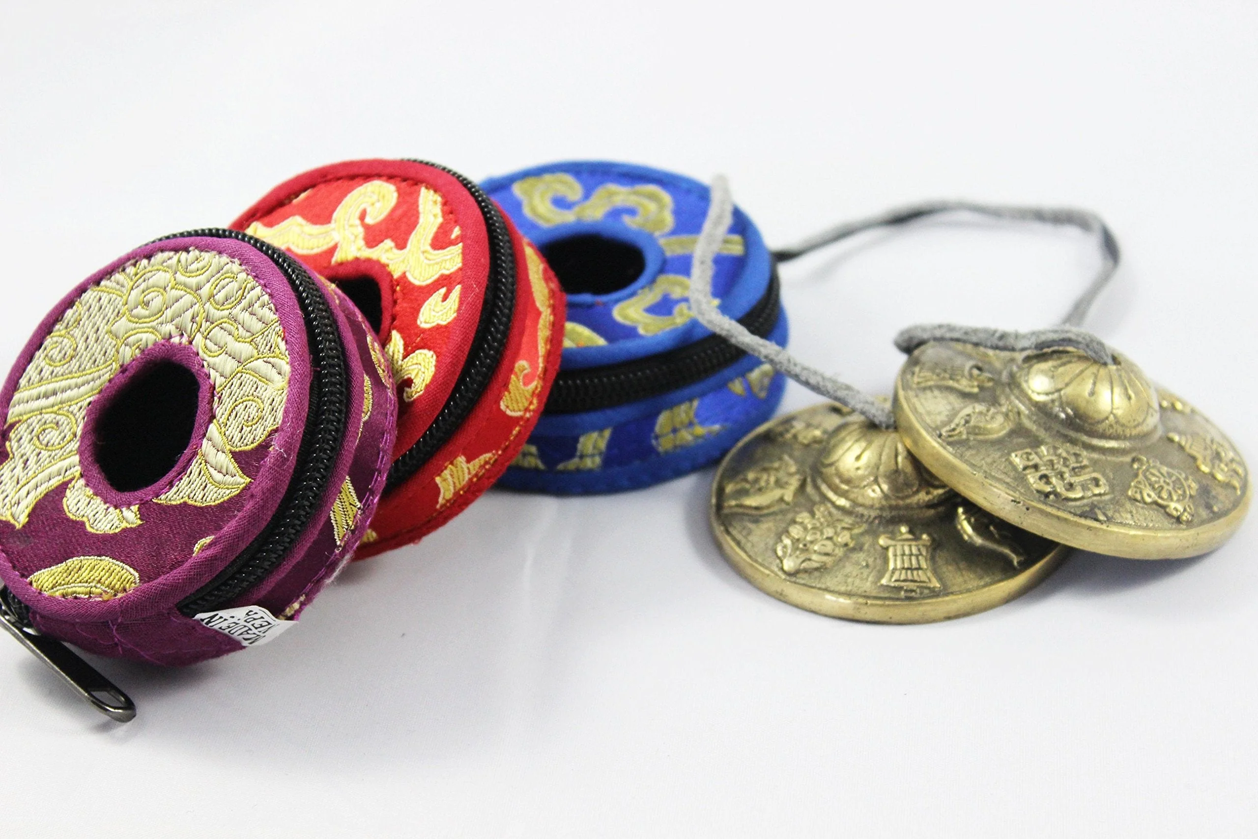 Tingsha/Tibetan Meditation Bell/Finger Cymbals with free Silk Case by Nepalese Handicraft Zone (Brass) - Image 6