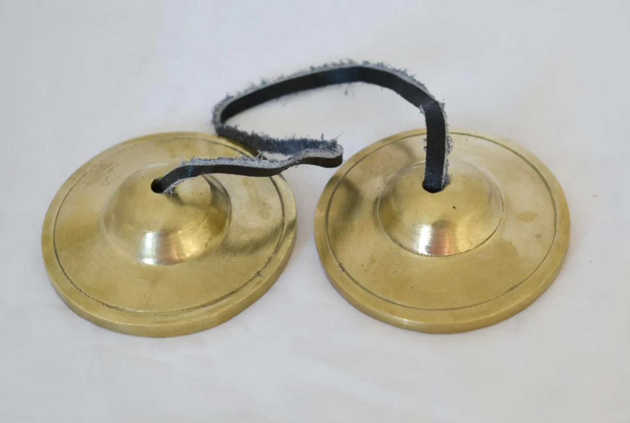 Tingsha/Tibetan Meditation Bell/Finger Cymbals with free Silk Case by Nepalese Handicraft Zone (Plain Golden) Plain Golden - Image 4