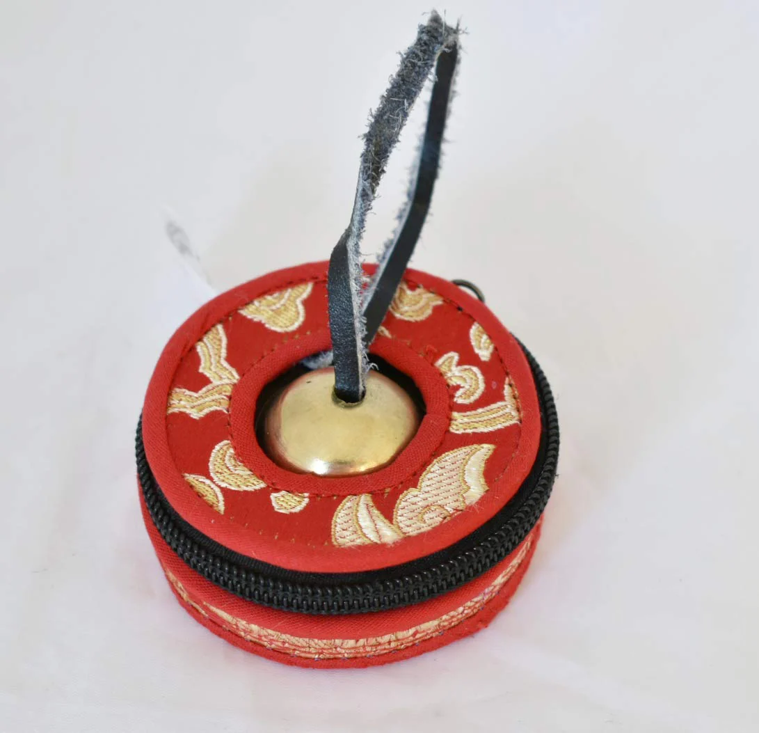 Tingsha/Tibetan Meditation Bell/Finger Cymbals with free Silk Case by Nepalese Handicraft Zone (Plain Golden) Plain Golden - Image 5