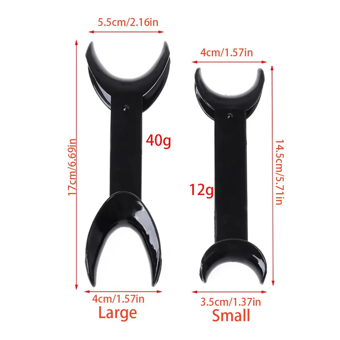 TISCH 4 Pieces Autoclavable Double Head Mouth Opener, Dental T Shape Lip Cheek Holder for Teeth Whitening for Dentist, Oral Care, Party, Mouth Guard, Pronouncing (Black/Two Sizes) - Image 2