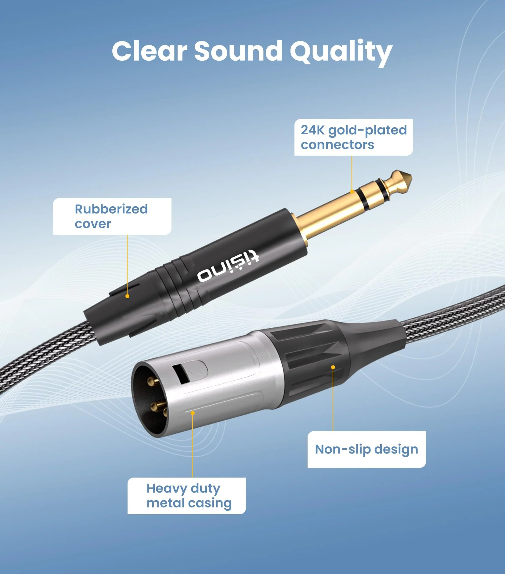 Tisino 1/4" to XLR Cable, 6.35mm TRS to XLR Male Nylon Braid Quarter inch TRS to XLR Male Balanced Interconnect Microphone Cord Patch Cable - 10ft 10 feet - Image 2