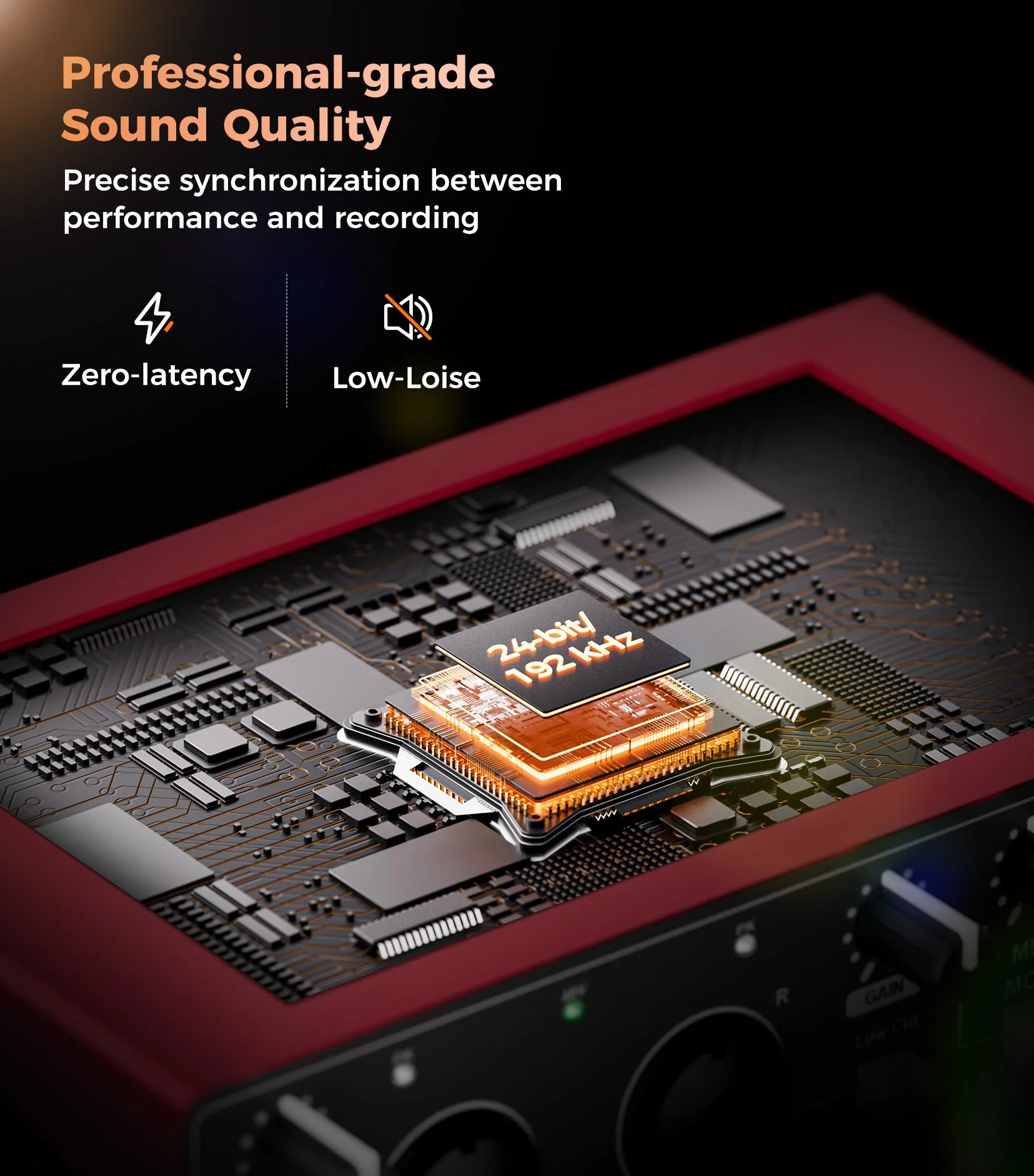 TISINO Audio Interface 2i2-24Bit/192kHz, USB Audio Interface for Recording, Songwriting, Streaming and Podcasting, Plug & Play Studio Interface with 48V Phantom Power, PC/Mac/iOS Compatible,RED Classic Red - Image 8