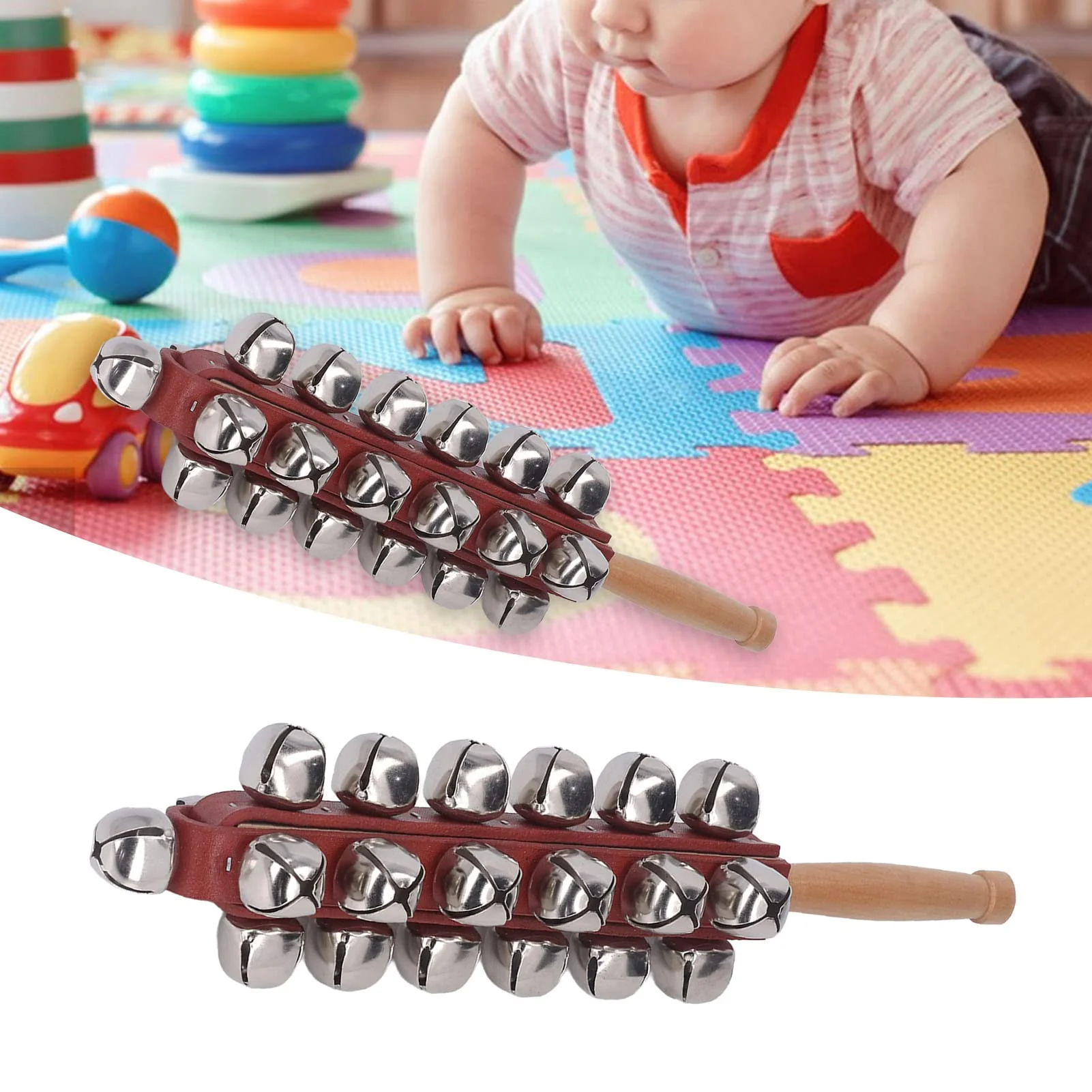 Tnfeeon Jingle Stick, Musical Instrument Wooden Handle Toy for for Kindergarten - Image 2