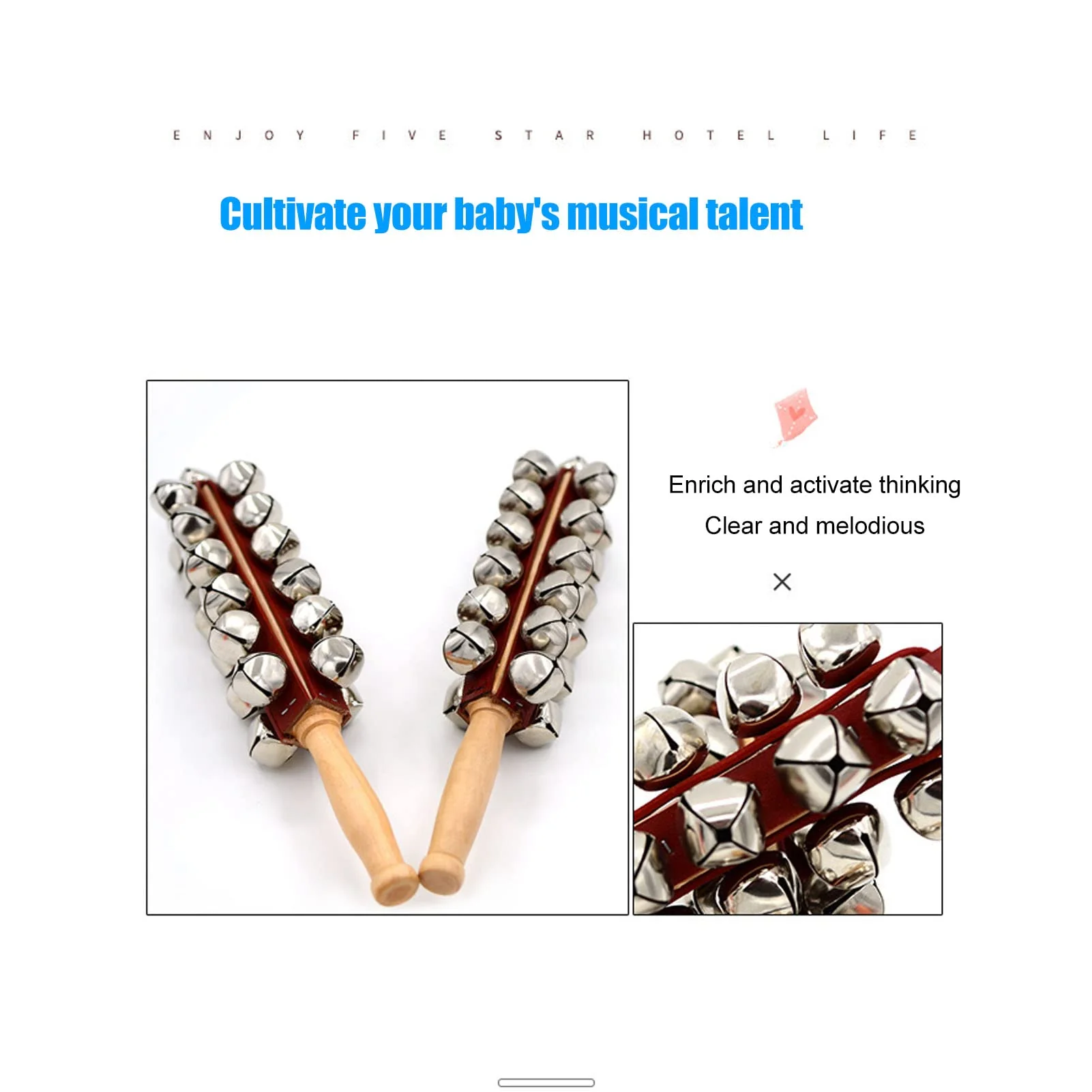 Tnfeeon Jingle Stick, Musical Instrument Wooden Handle Toy for for Kindergarten - Image 3