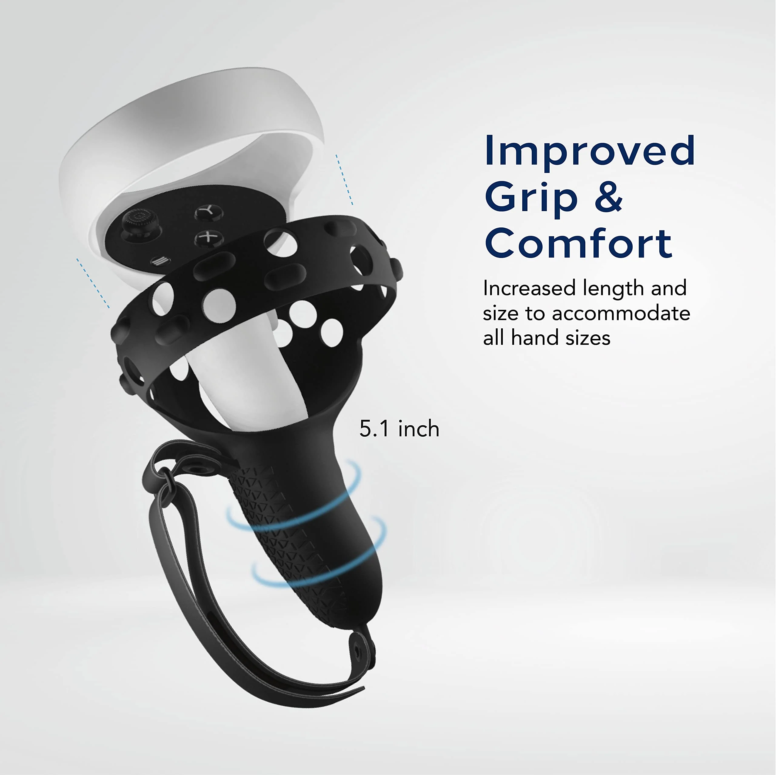TNP Controller Grips for Oculus Quest 2 / Meta Quest 2 Knuckle Strap Black VR Touch Controller Hand Grip Cover Protector Sleeve with Anti-Throw Adjustable Straps - Image 2