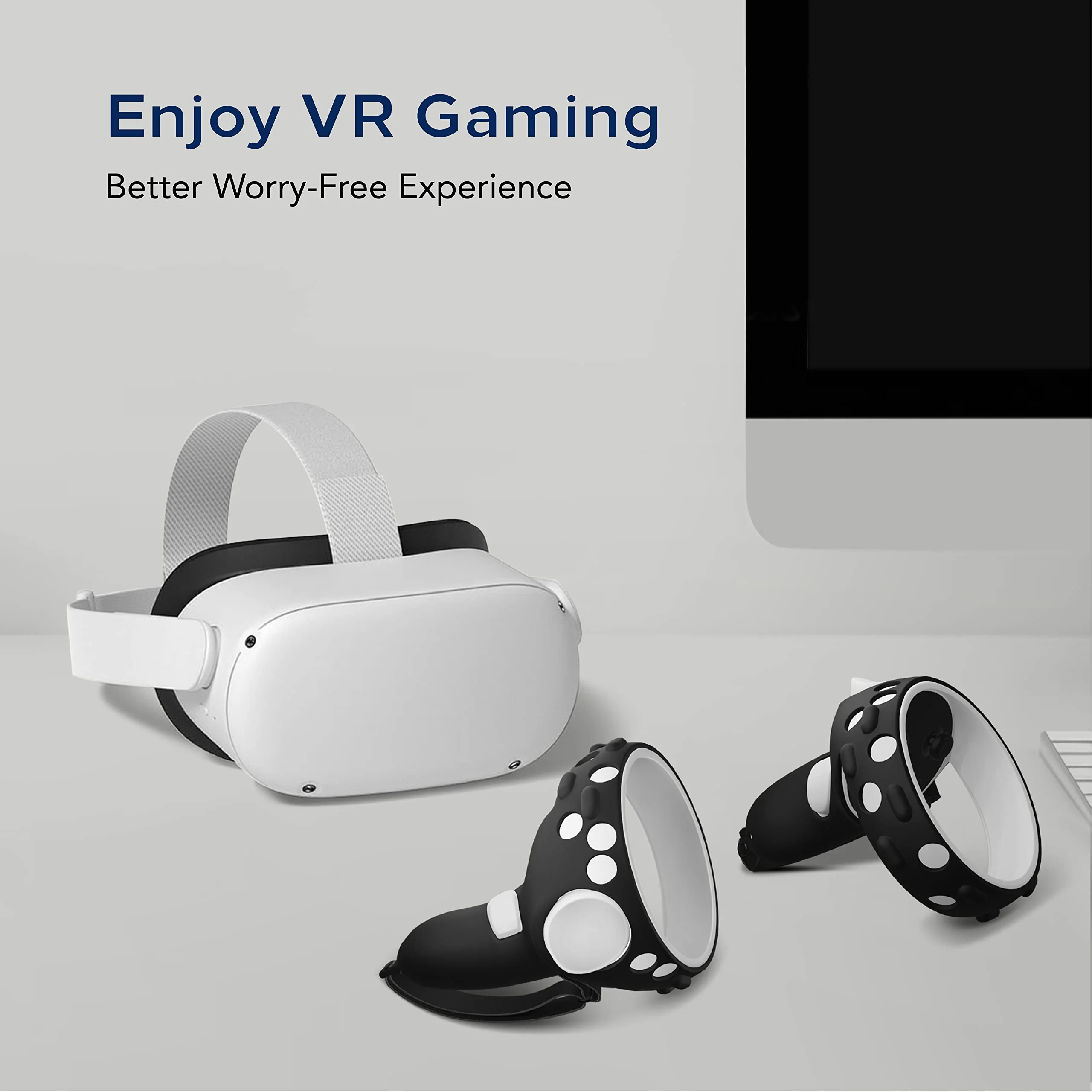 TNP Controller Grips for Oculus Quest 2 / Meta Quest 2 Knuckle Strap Black VR Touch Controller Hand Grip Cover Protector Sleeve with Anti-Throw Adjustable Straps - Image 7
