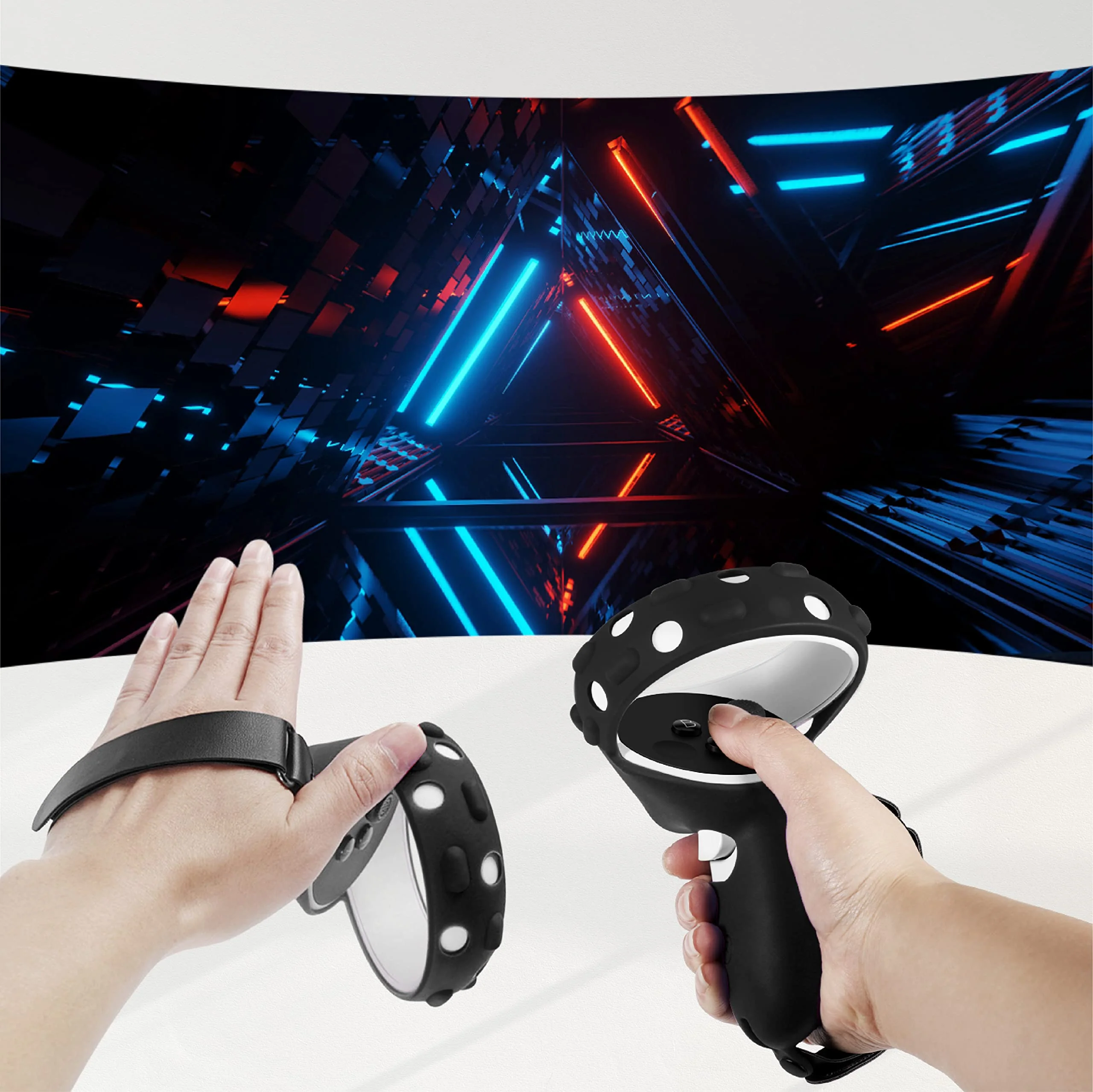 TNP Controller Grips for Oculus Quest 2 / Meta Quest 2 Knuckle Strap Black VR Touch Controller Hand Grip Cover Protector Sleeve with Anti-Throw Adjustable Straps - Image 8