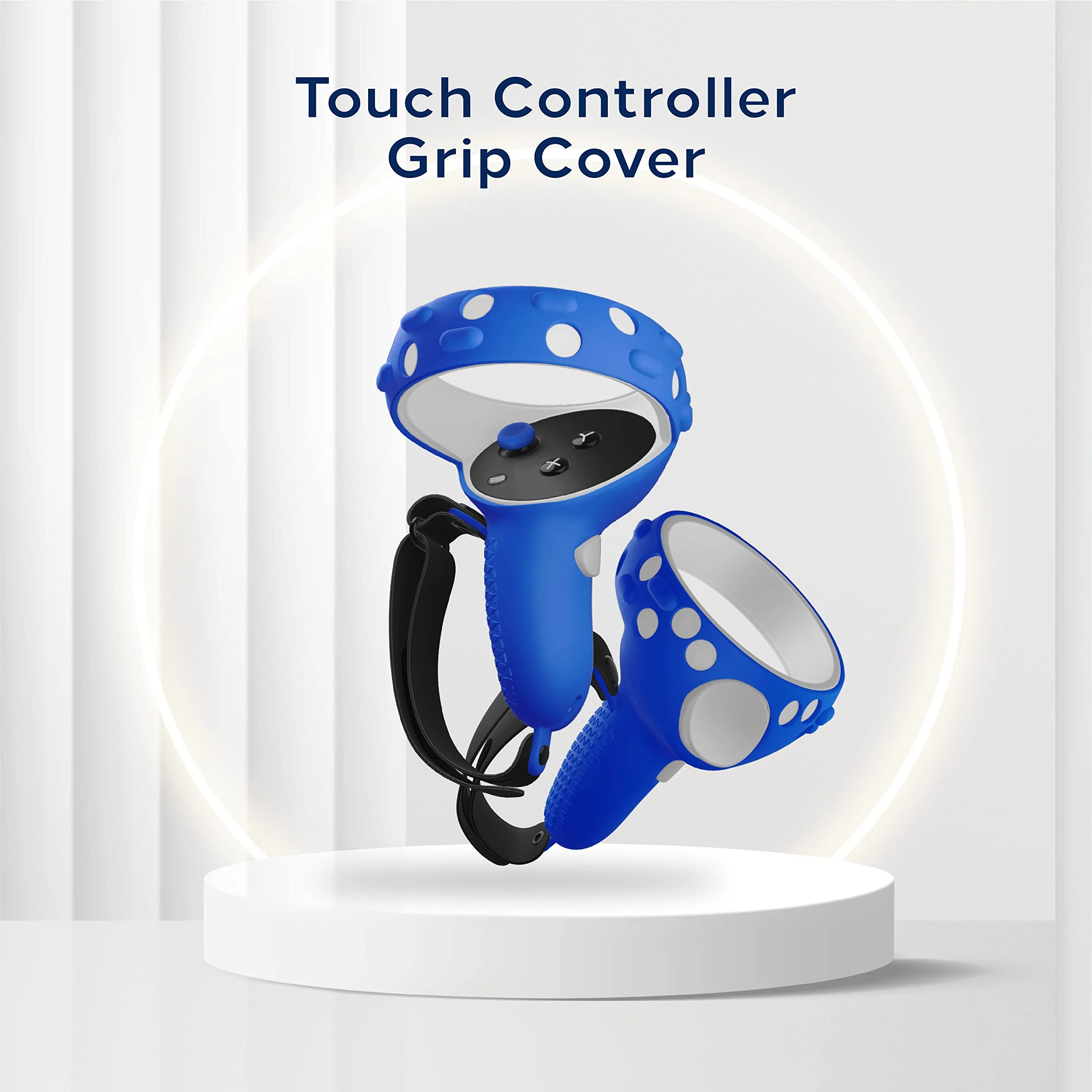 TNP Controller Grips for Oculus Quest 2 / Meta Quest 2 Knuckle Strap Black VR Touch Controller Hand Grip Cover Protector Sleeve with Anti-Throw Adjustable Straps Blue - Image 3