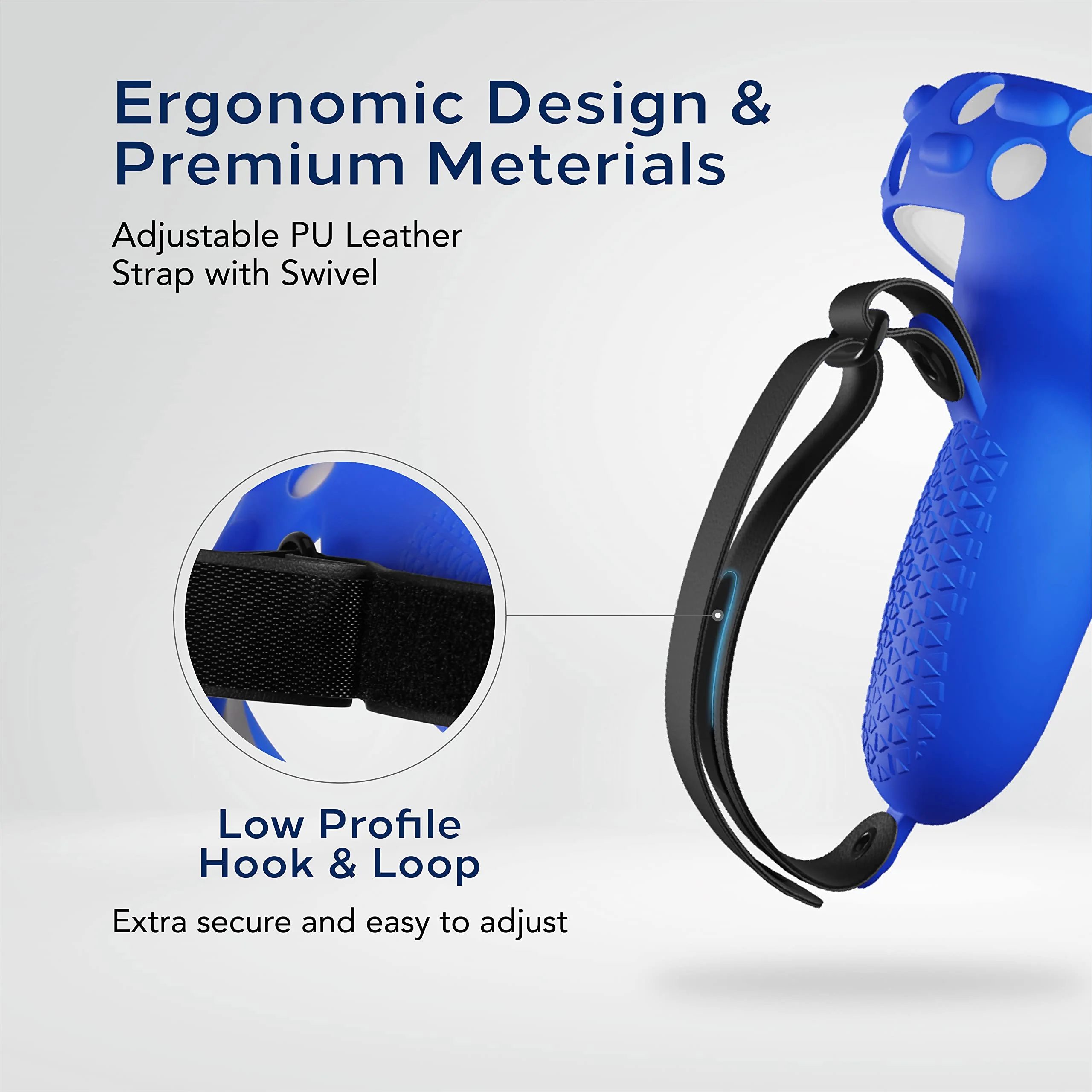 TNP Controller Grips for Oculus Quest 2 / Meta Quest 2 Knuckle Strap Black VR Touch Controller Hand Grip Cover Protector Sleeve with Anti-Throw Adjustable Straps Blue - Image 5