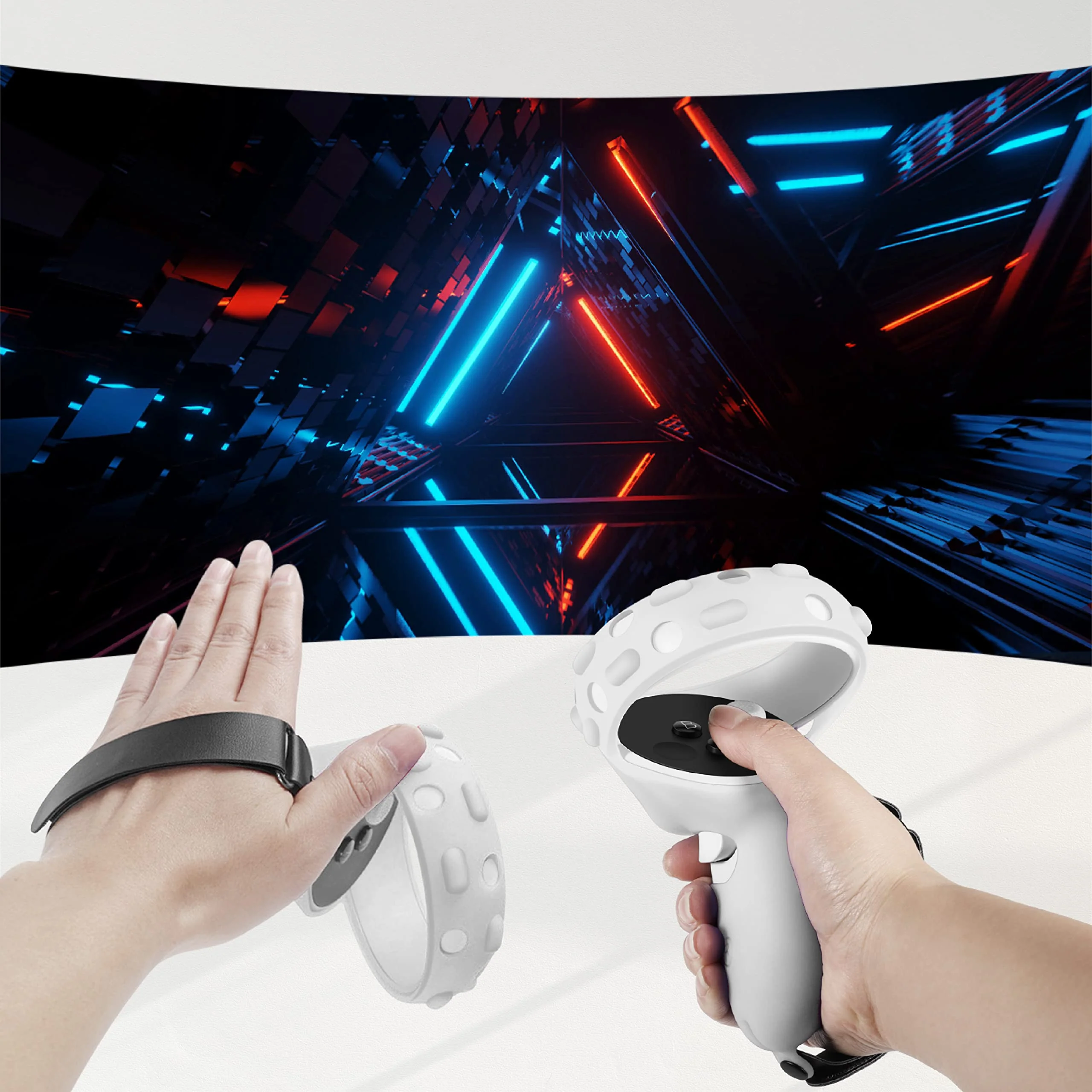 TNP Controller Grips for Oculus Quest 2 / Meta Quest 2 Knuckle Strap Black VR Touch Controller Hand Grip Cover Protector Sleeve with Anti-Throw Adjustable Straps White - Image 8