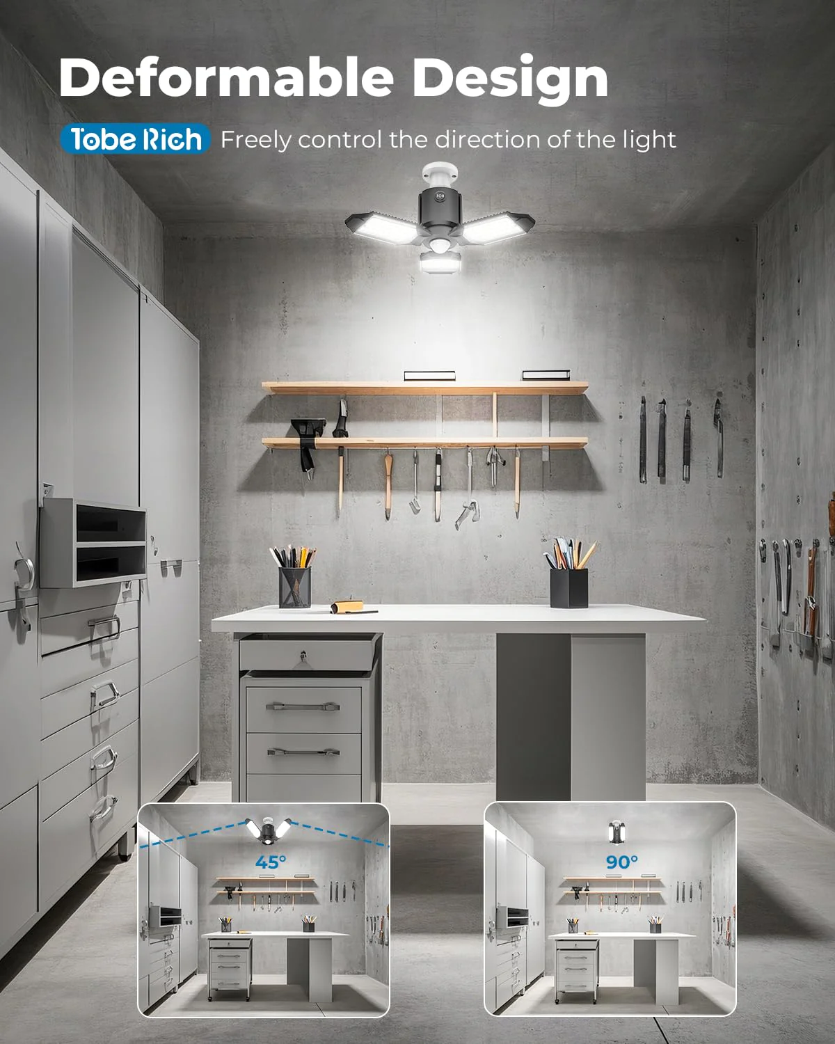 toberich 2 Pack Motion Sensor Garage Lights, 8000LM Garage Lights Motion Activated, 6500K Indoor Motion Sensor LED Light Bulb for Garage, Utility Room, Laundry Room, Basement - Image 4