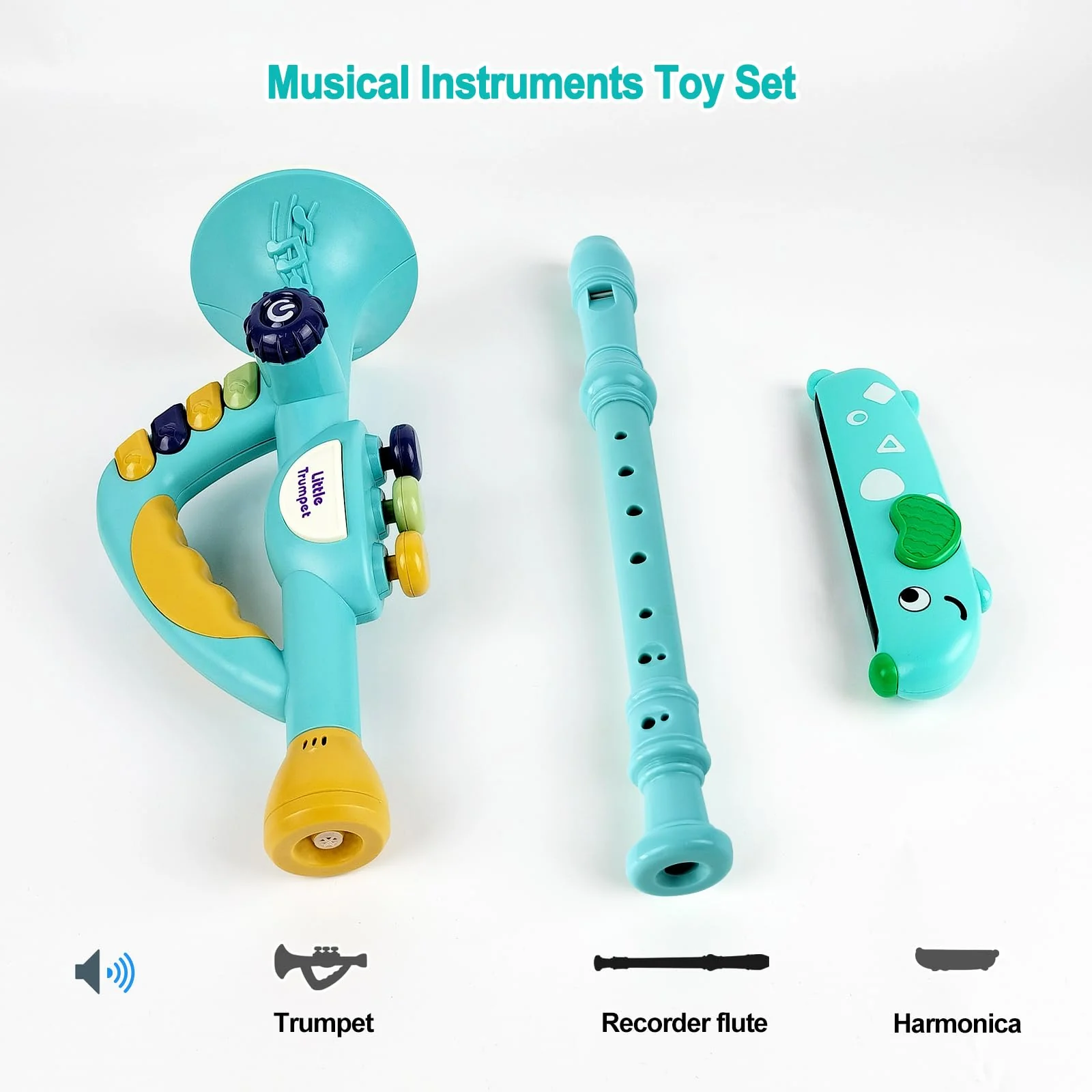 Toddler Musical Instruments Toy, Trumpet, Harmonica, Recorder Flute for Kids Baby, Musical Toys Set for Children Boys Girls Ages 2 3 4 5 - Image 6