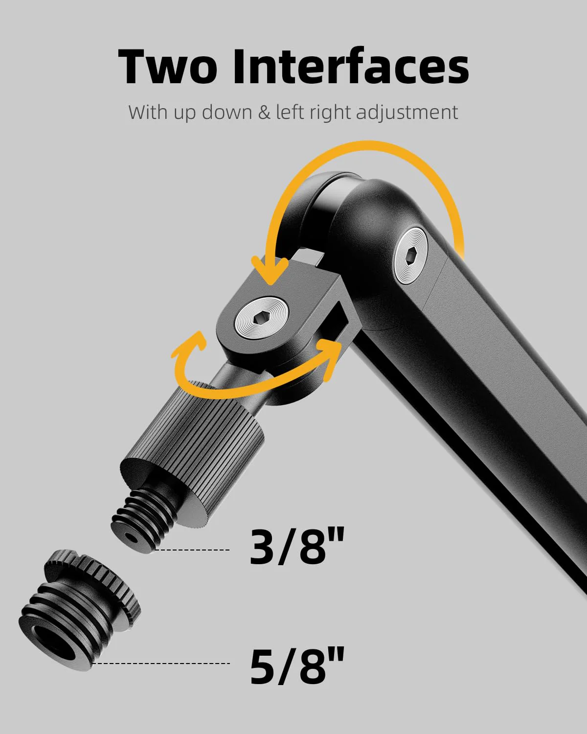 TODI Mic Arm for Lightweight Mics, Microphone Arm Rotatable, Storable Desk Mic Stand for Bear 3LB with Mount Clamp, Mic Stand Boom Arm with Cable Channel with 3/8'' 5/8'' Thread for Podcast, Gaming Black - Image 3