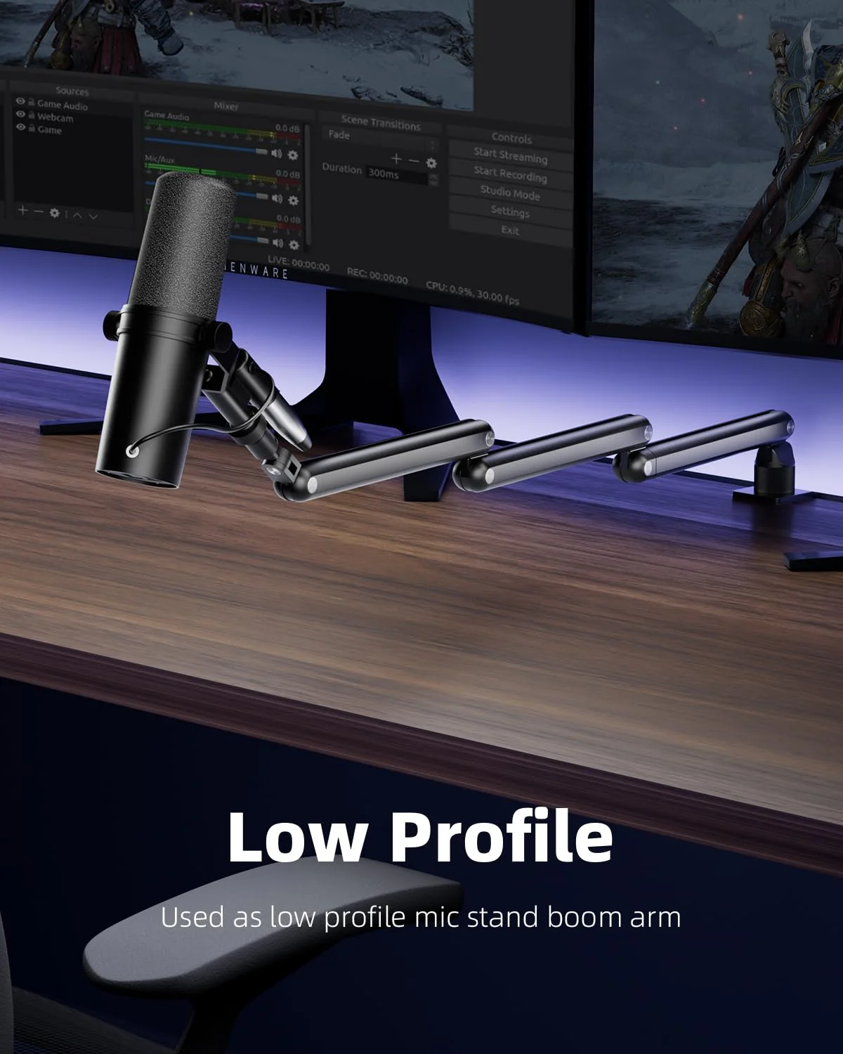 TODI Mic Arm for Lightweight Mics, Microphone Arm Rotatable, Storable Desk Mic Stand for Bear 3LB with Mount Clamp, Mic Stand Boom Arm with Cable Channel with 3/8'' 5/8'' Thread for Podcast, Gaming Black - Image 6