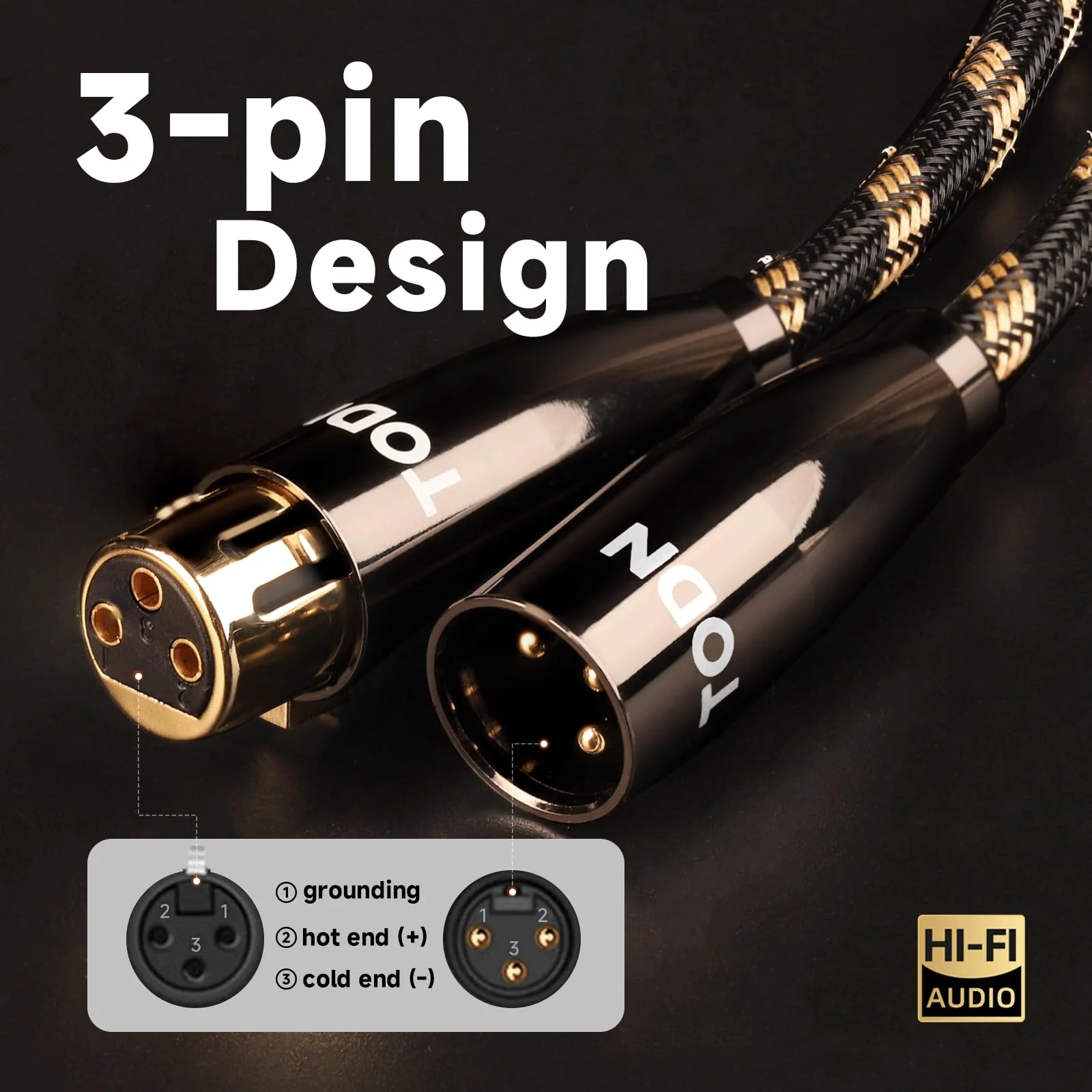 TODN A Pair Balanced XLR Cable for Audiophile, Professional XLR Mic Stereo Audio Cable with O-C-C Core, Dual Shielded for Live Sound/Studio (3ft/1m, 1 Pair) 3.3 ft A Pair - Pro - Image 3