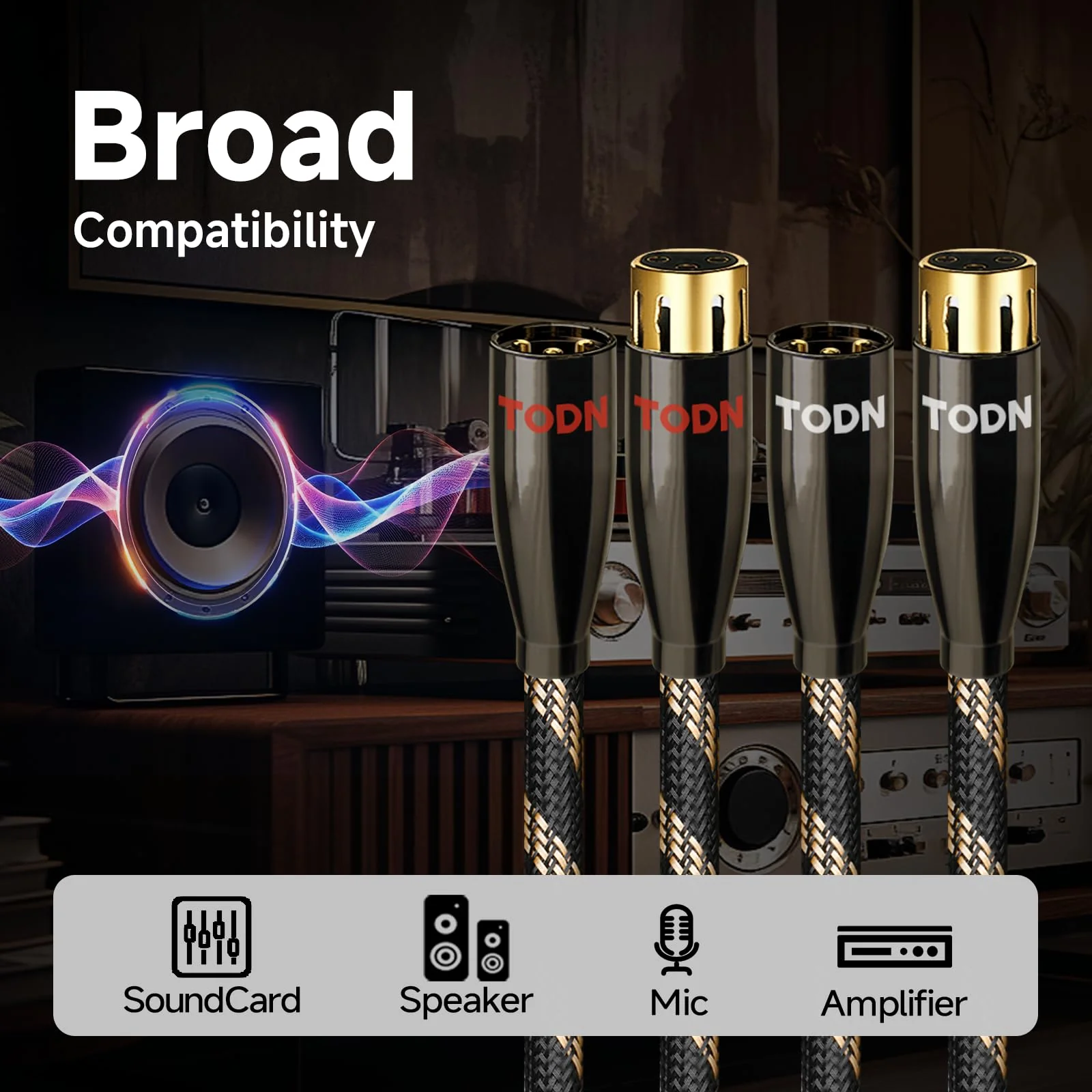 TODN A Pair Balanced XLR Cable for Audiophile, Professional XLR Mic Stereo Audio Cable with O-C-C Core, Dual Shielded for Live Sound/Studio (3ft/1m, 1 Pair) 3.3 ft A Pair - Pro - Image 7