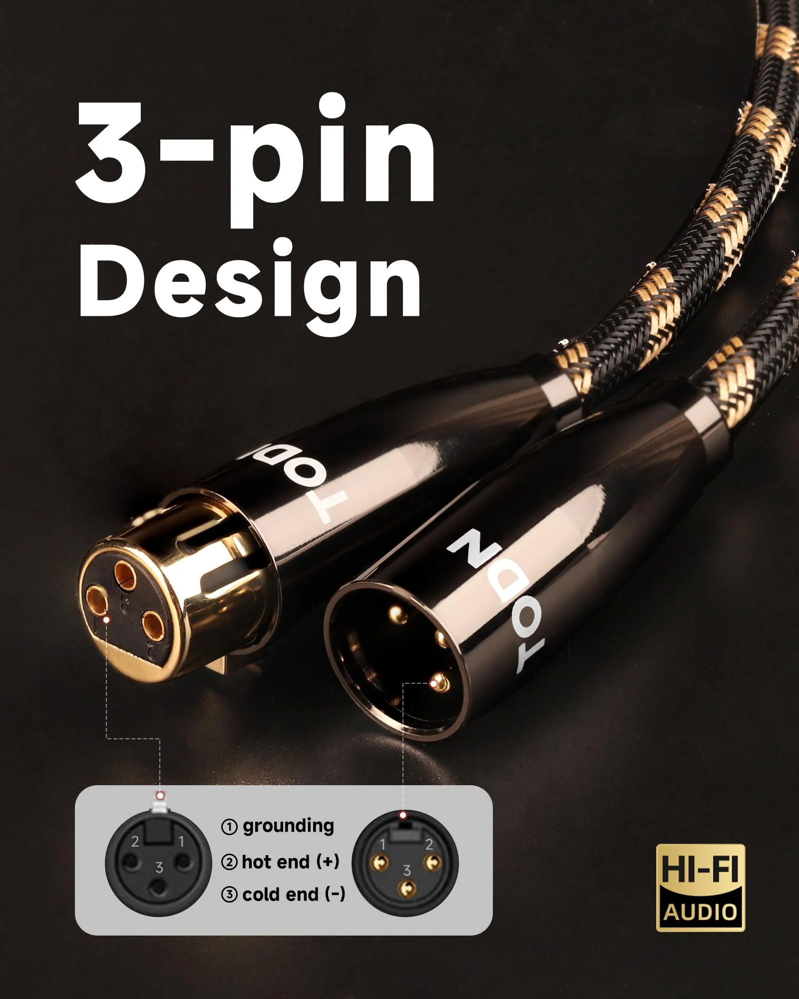 TODN XLR Cables Balanced Microphone Cable with 3-Pin XLR Male to Female Mic Cord for Audiophile, HiFi Sound, (6.5ft/2m, 1 Piece) 6.5 ft 1-Piece - Pro - Image 4
