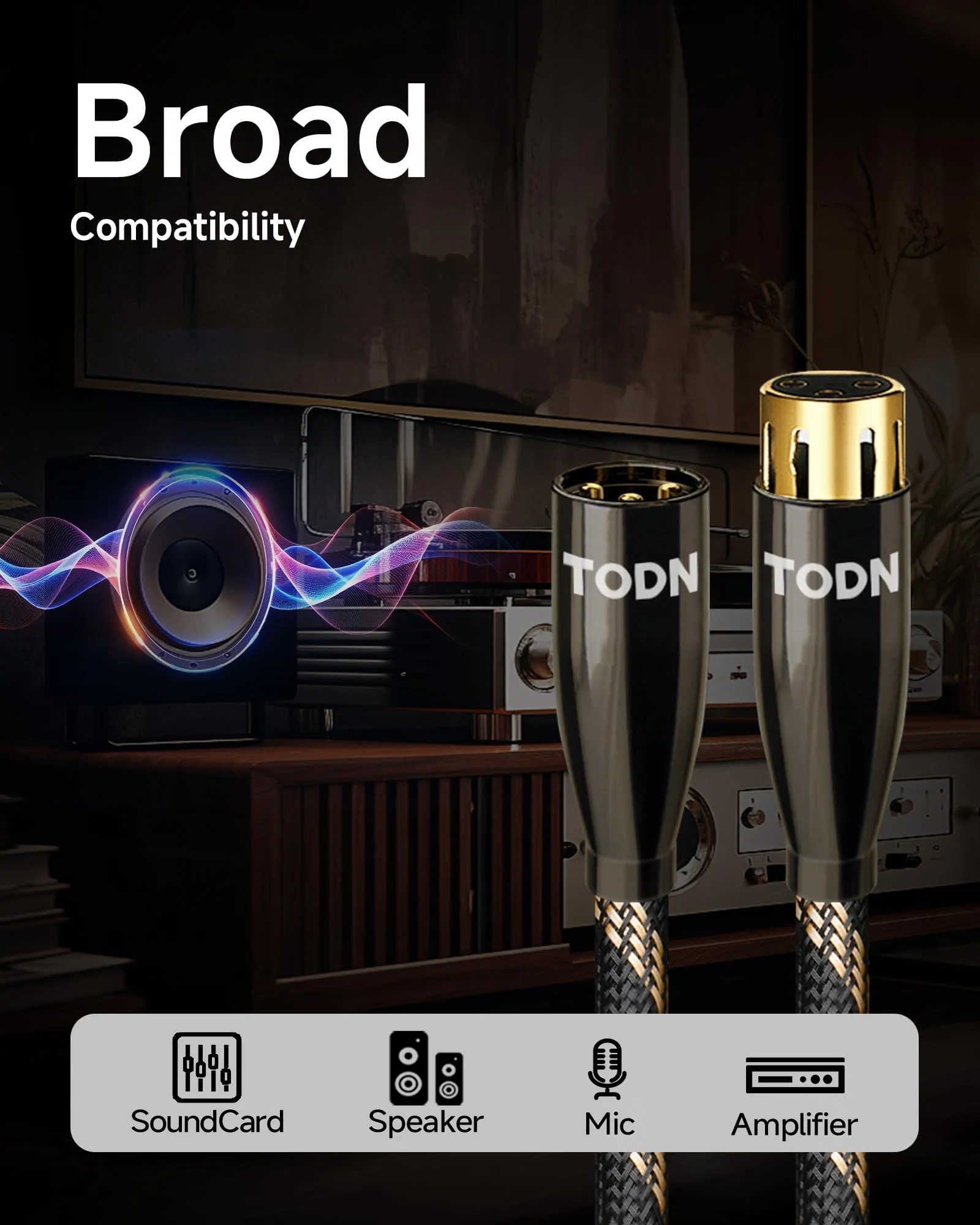 TODN XLR Cables Balanced Microphone Cable with 3-Pin XLR Male to Female Mic Cord for Audiophile, HiFi Sound, (6.5ft/2m, 1 Piece) 6.5 ft 1-Piece - Pro - Image 7