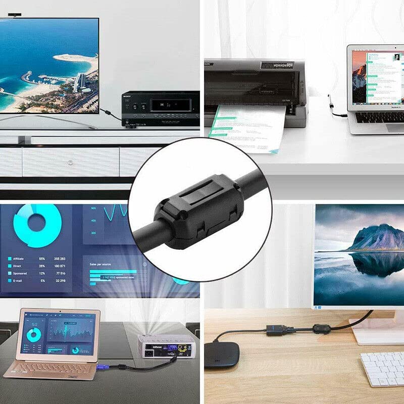 TOJOIN 10PCS Ferrite Bead Clip on Ferrite Core RFI EMI Noise Suppressor Ferrite Rings Cable Clip for Phone, TV, Speaker, USB Radio, Audio Equipment 13mm Inner Diameter Black 13mm-10pcs - Image 5