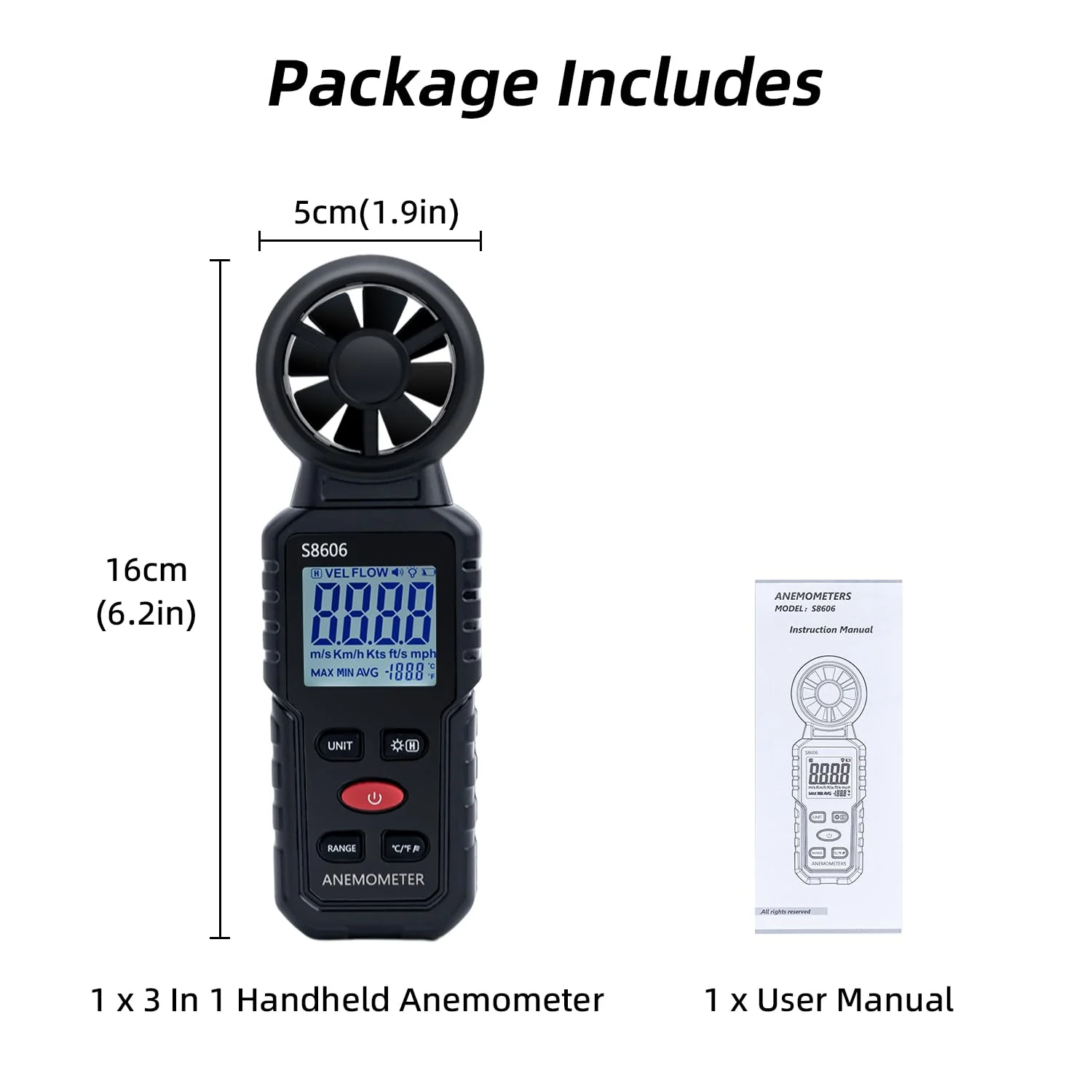 Tolesum 3 in 1 Digital Wind Gauge, Handheld Anemometer with Measurement of Wind Speed, Temperature, Windchill Wind Speed Meter Gauge for Surfing/Drone/HAVC/Sailing - Image 8