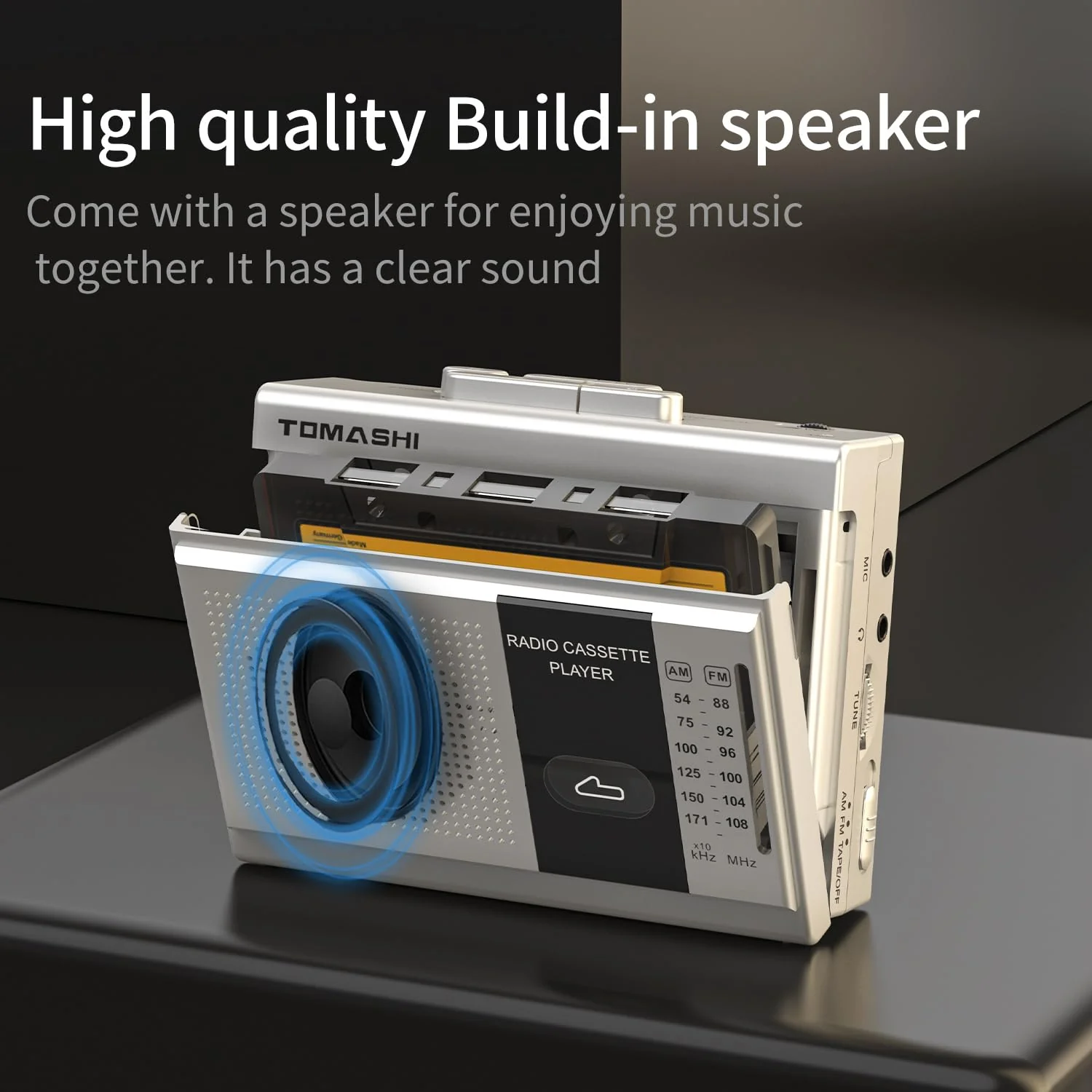 TOMASHI Cassette Player Tape Recorder FM AM Radio with Built-in Speaker,Microphone F-315B - Image 4
