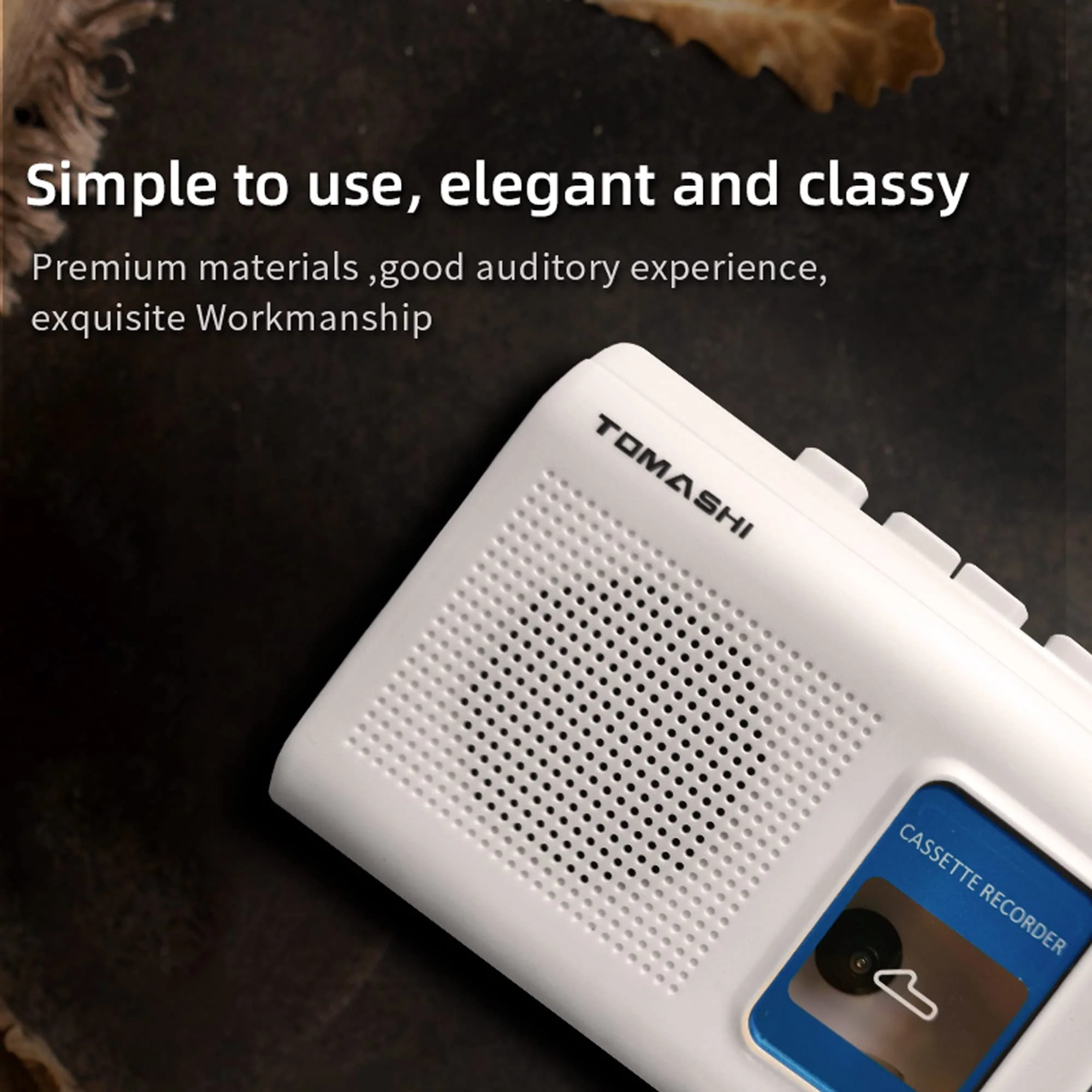 TOMASHI Portable Cassette Player Tape Recorder with Built-in Speaker,Microphone,Headphone Jack-, 4.57 x 3.54 x 1.38inch white - Image 3