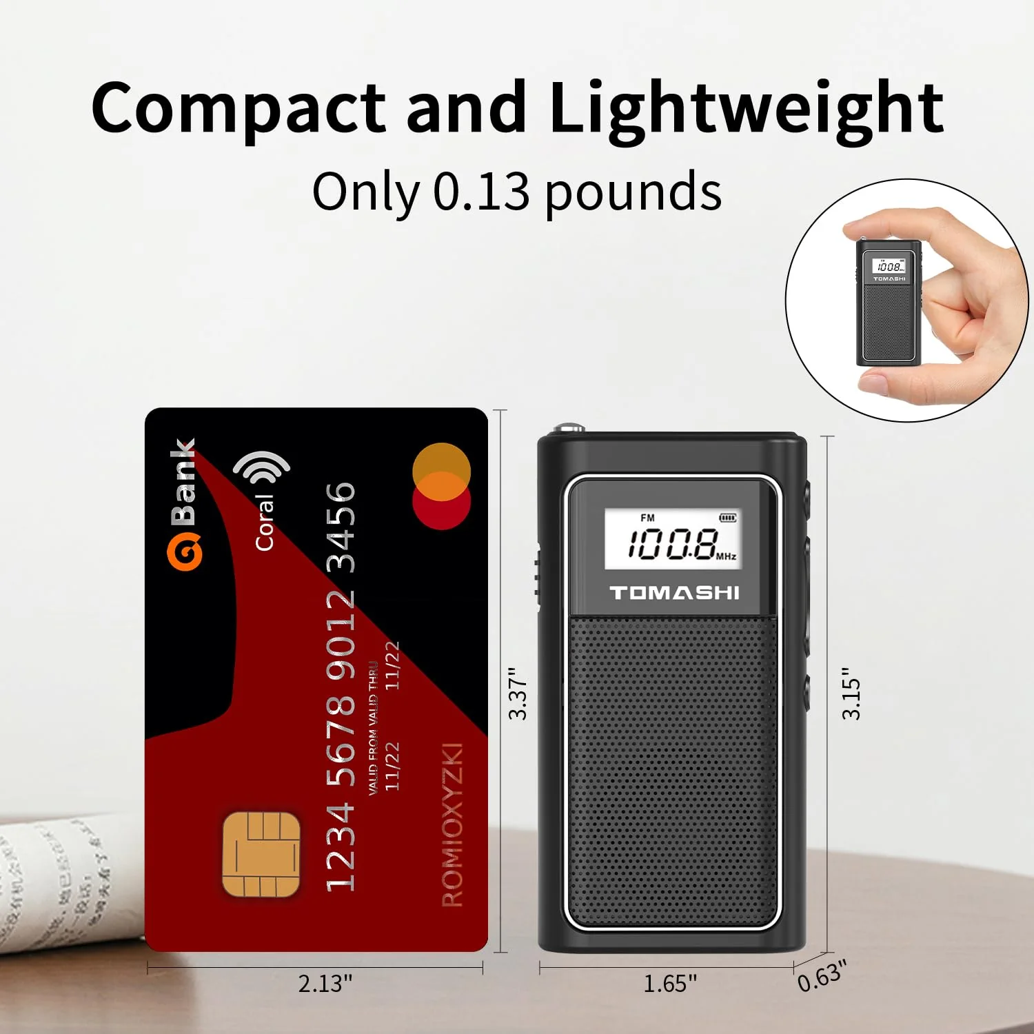 TOMASHI Tiny Portable FM Radio with USB Charging, Pocket Radio with Micro SD Playback and Built-in Rechargeable Lithium Battery – Compact and Lightweight - Image 2