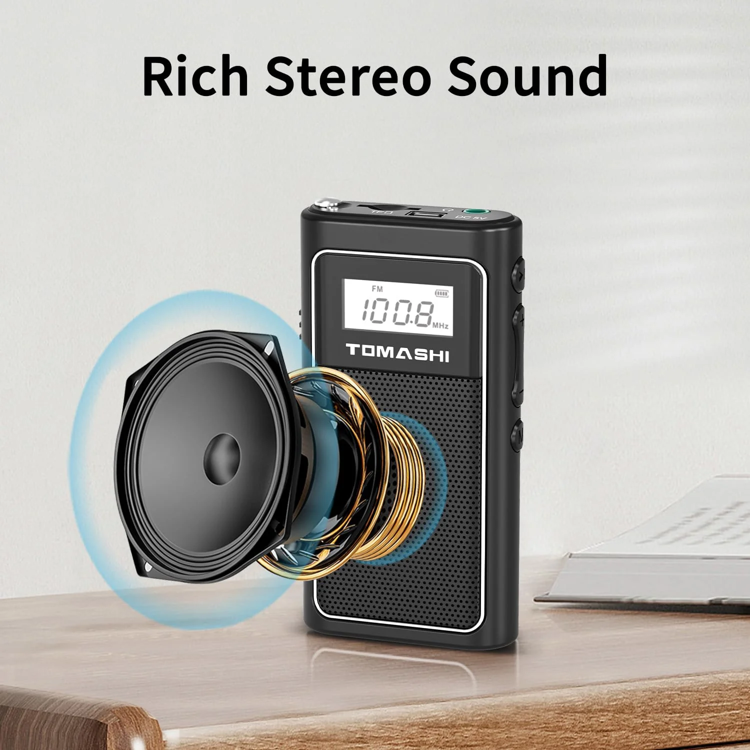 TOMASHI Tiny Portable FM Radio with USB Charging, Pocket Radio with Micro SD Playback and Built-in Rechargeable Lithium Battery – Compact and Lightweight - Image 5